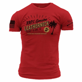 DropShoulderDesign Sleek Fit Wear USMC - Parris Island T-Shirt - Red