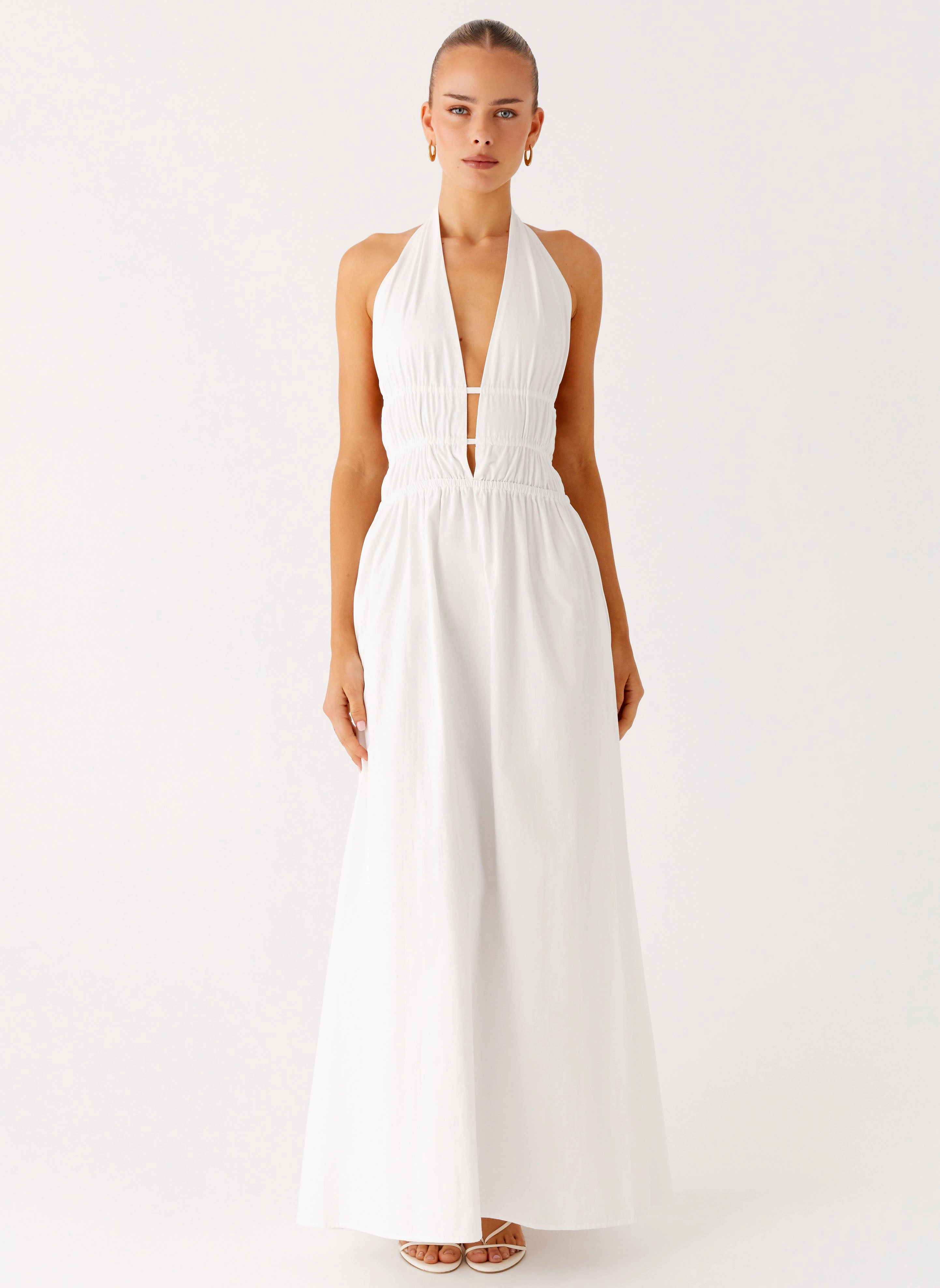 Figaro Halter Maxi Dress - White Simple yet chic gown