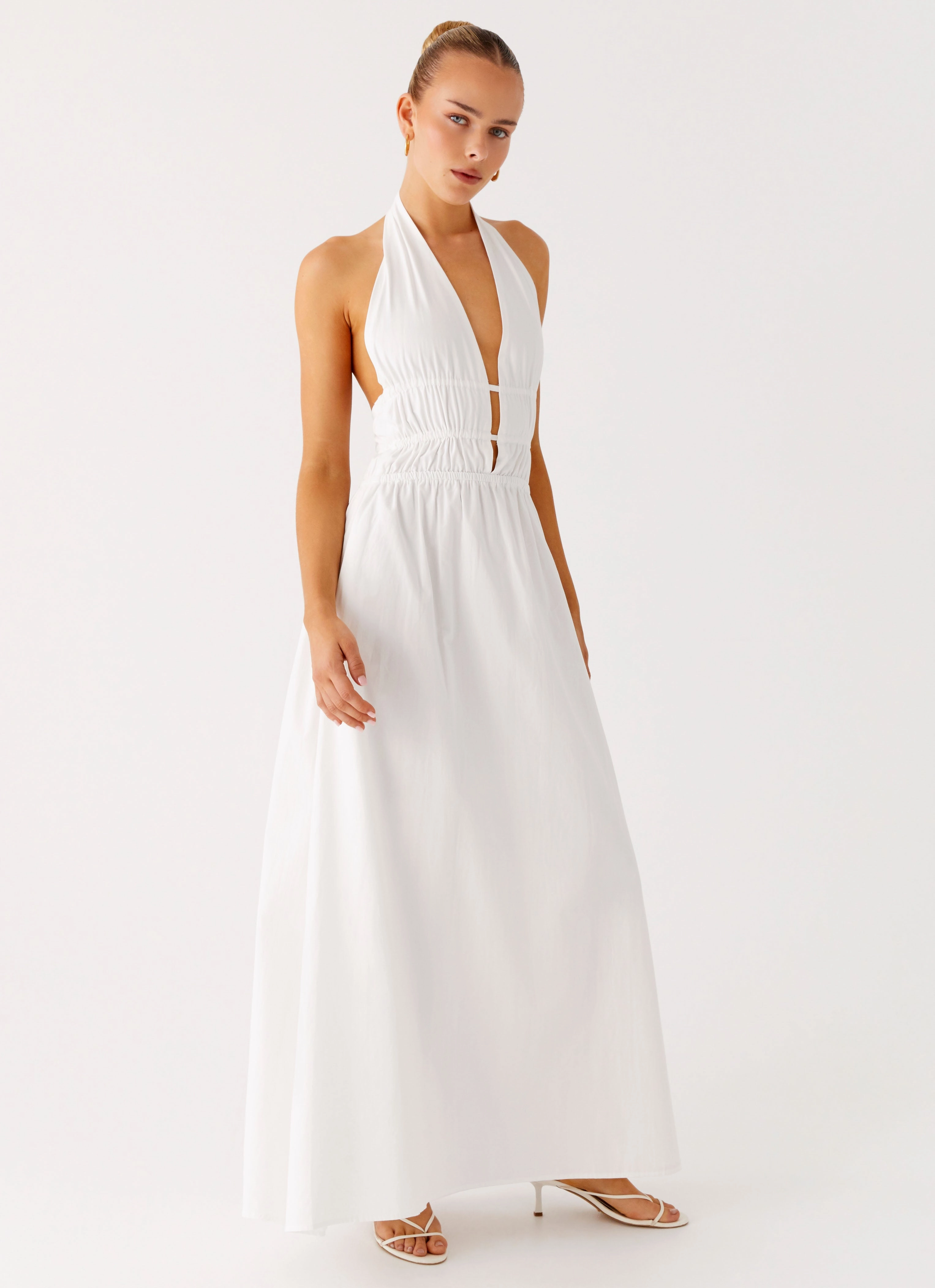 Figaro Halter Maxi Dress - White Effortless Mood