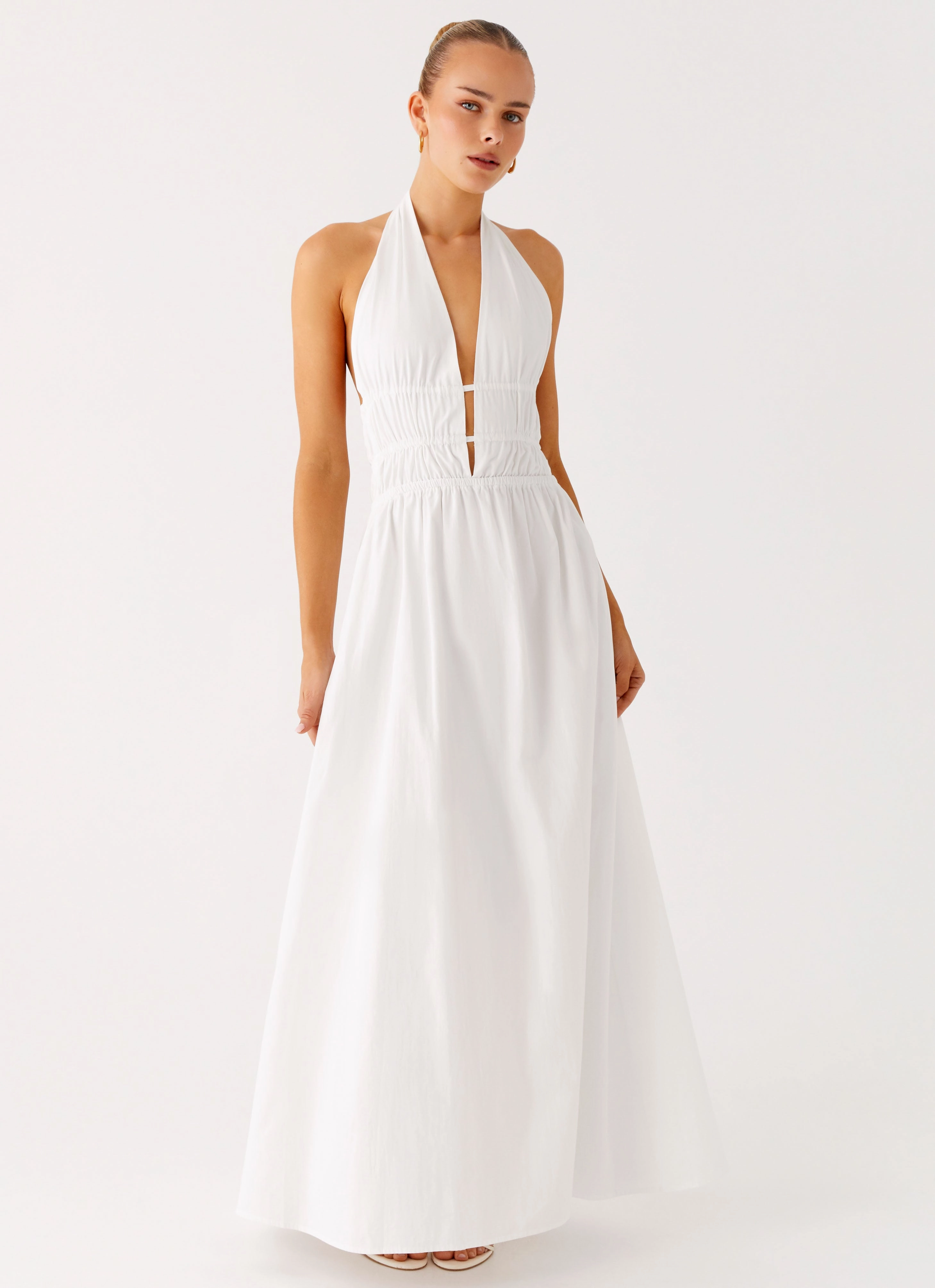 Lounge Outfit Figaro Halter Maxi Dress - White