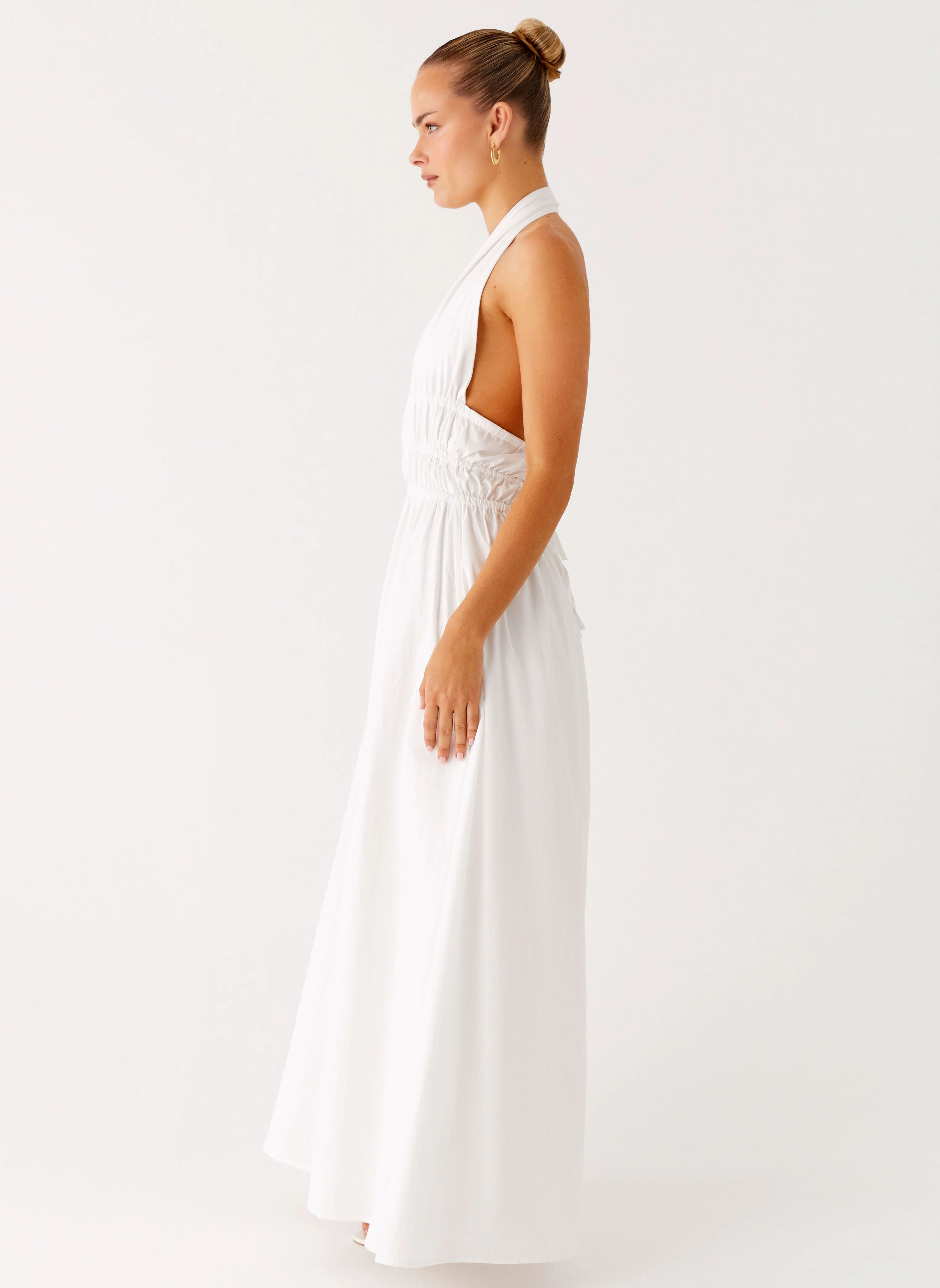 Figaro Halter Maxi Dress - White Bold Elegance Slim-fit