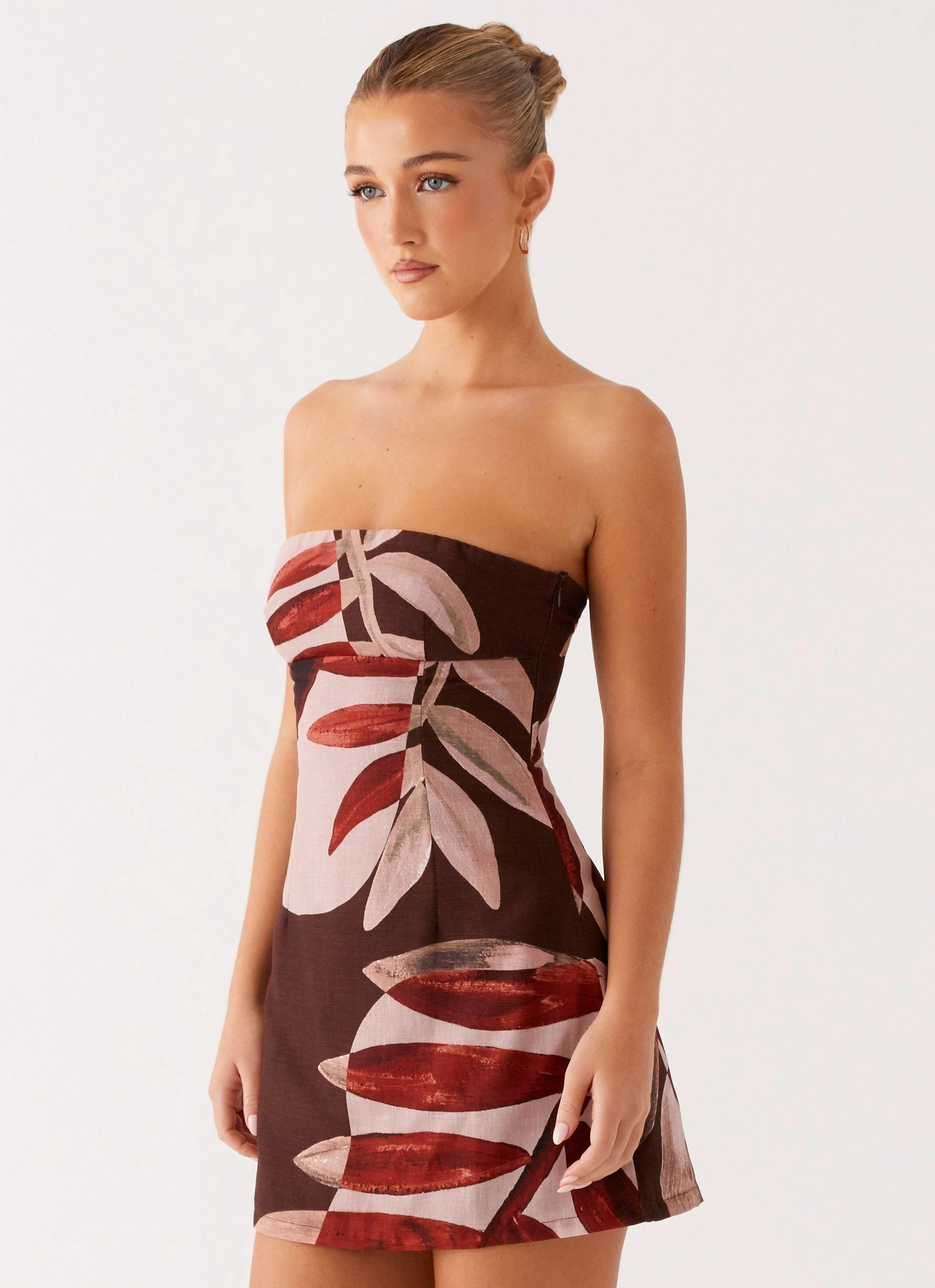 Form Focus Kellen Mini Dress - Cinnamon Palm