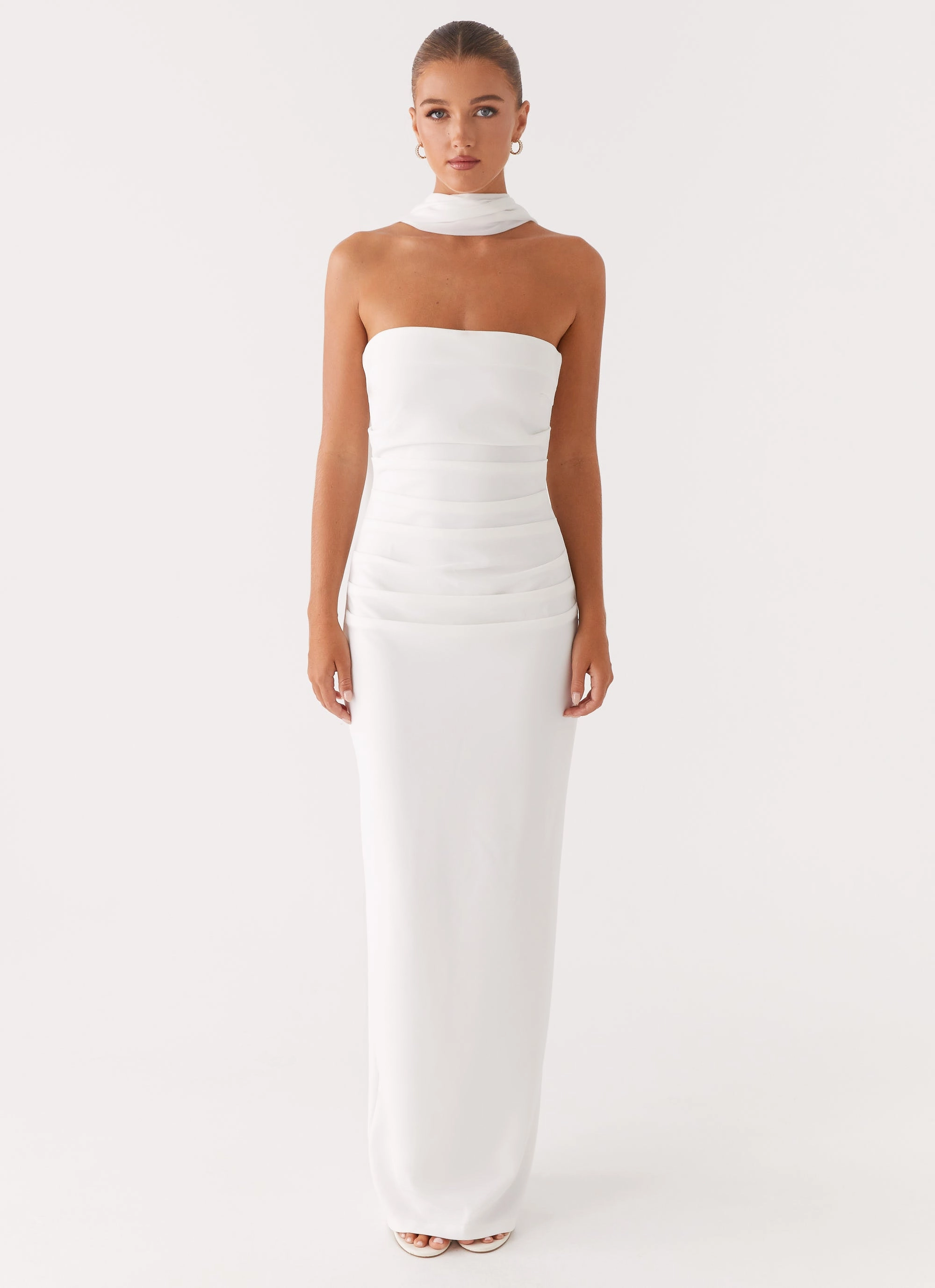 Libra Maxi Dress - White Raw-Hem