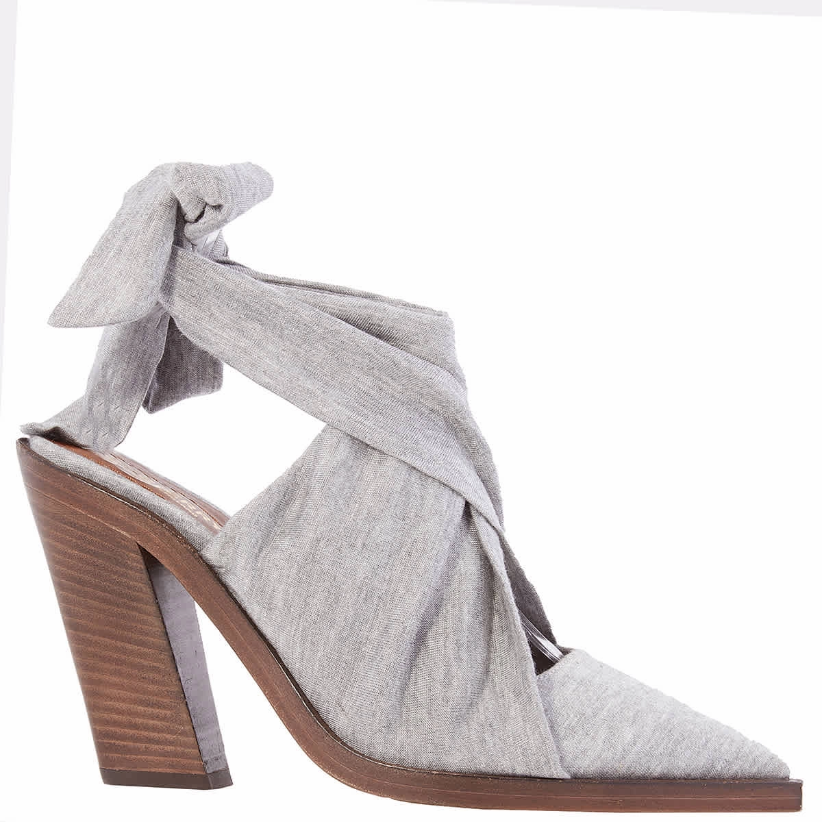 Burberry Pewter Melange Tillington Scarf Tie Detail Jersey Point-toe Mules Comfort support Easy Step Footwear