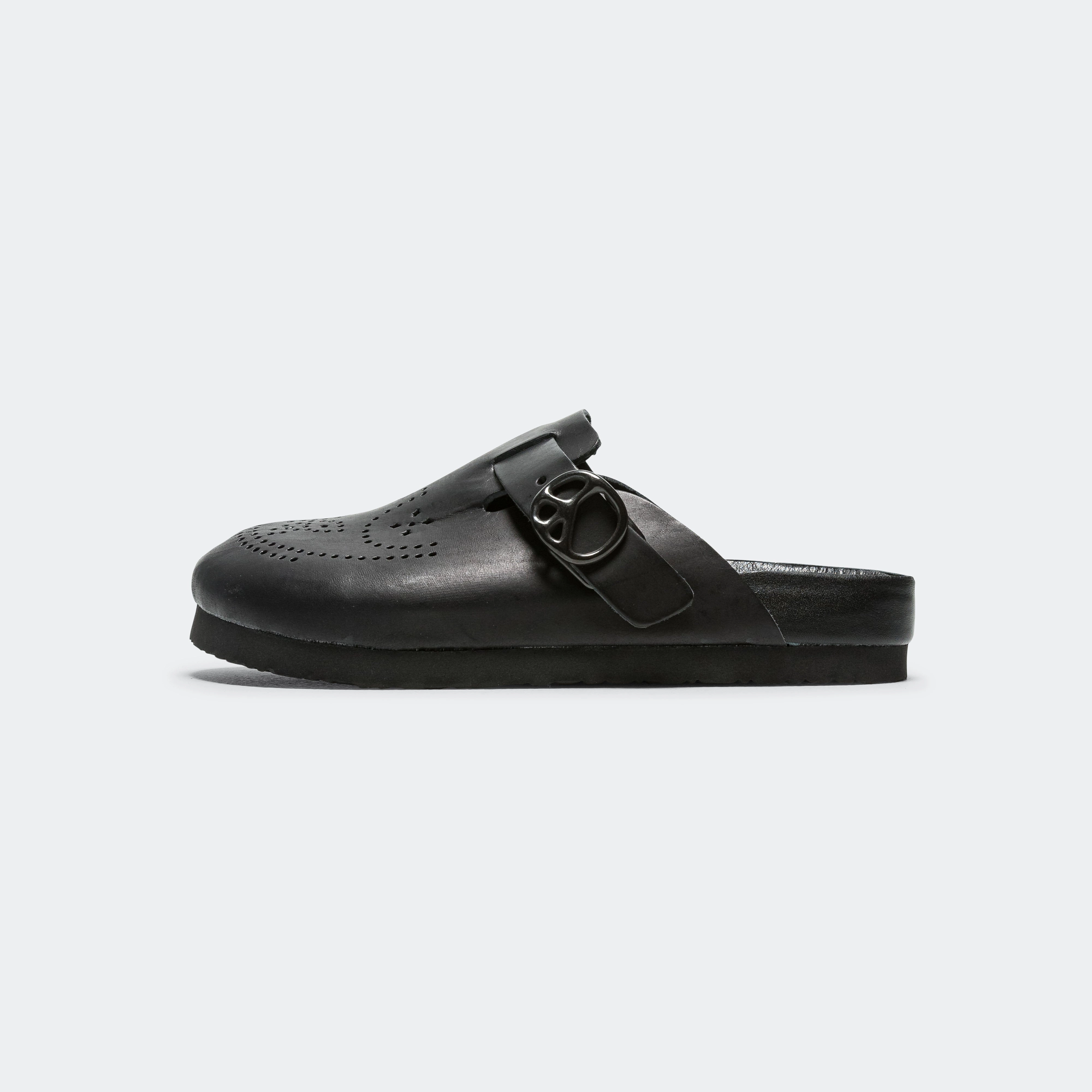 hypoallergenic Clog Sandal - Black Cowhide Leather