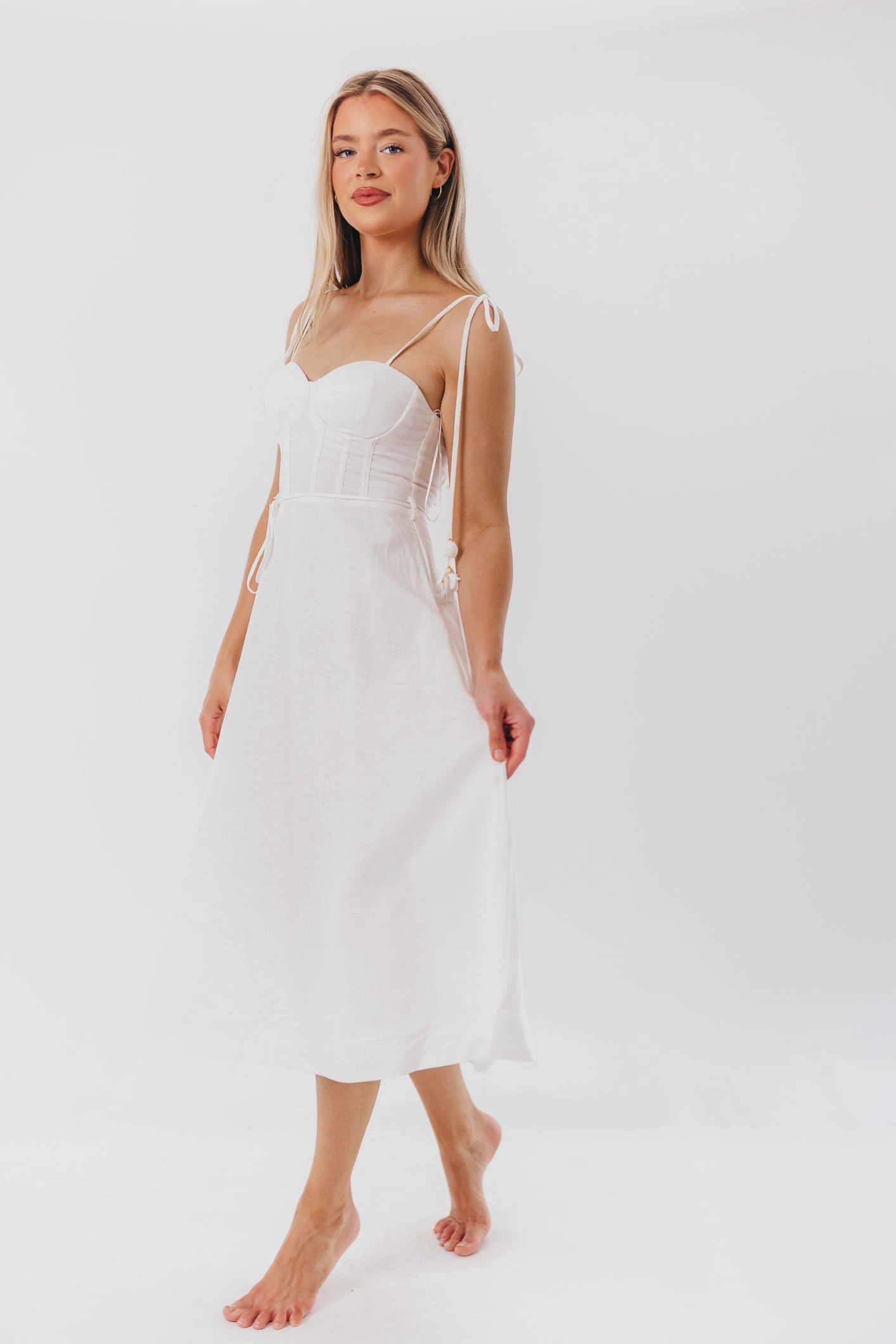 Norma Jean Bustier-Style Midi Dress in White Everyday Movement