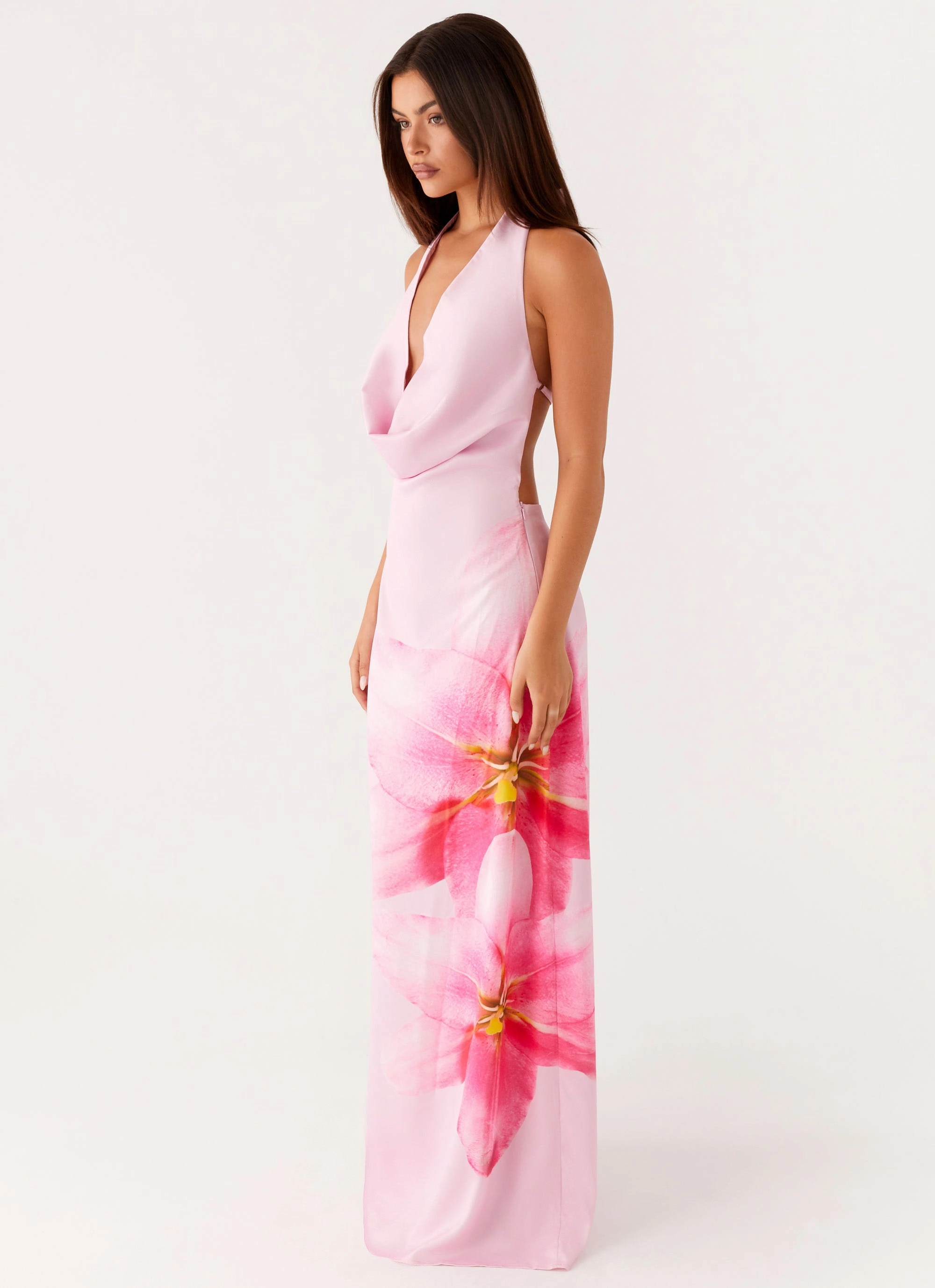 Effortless weekend dress Bryony Cowl Maxi Dress - Pink