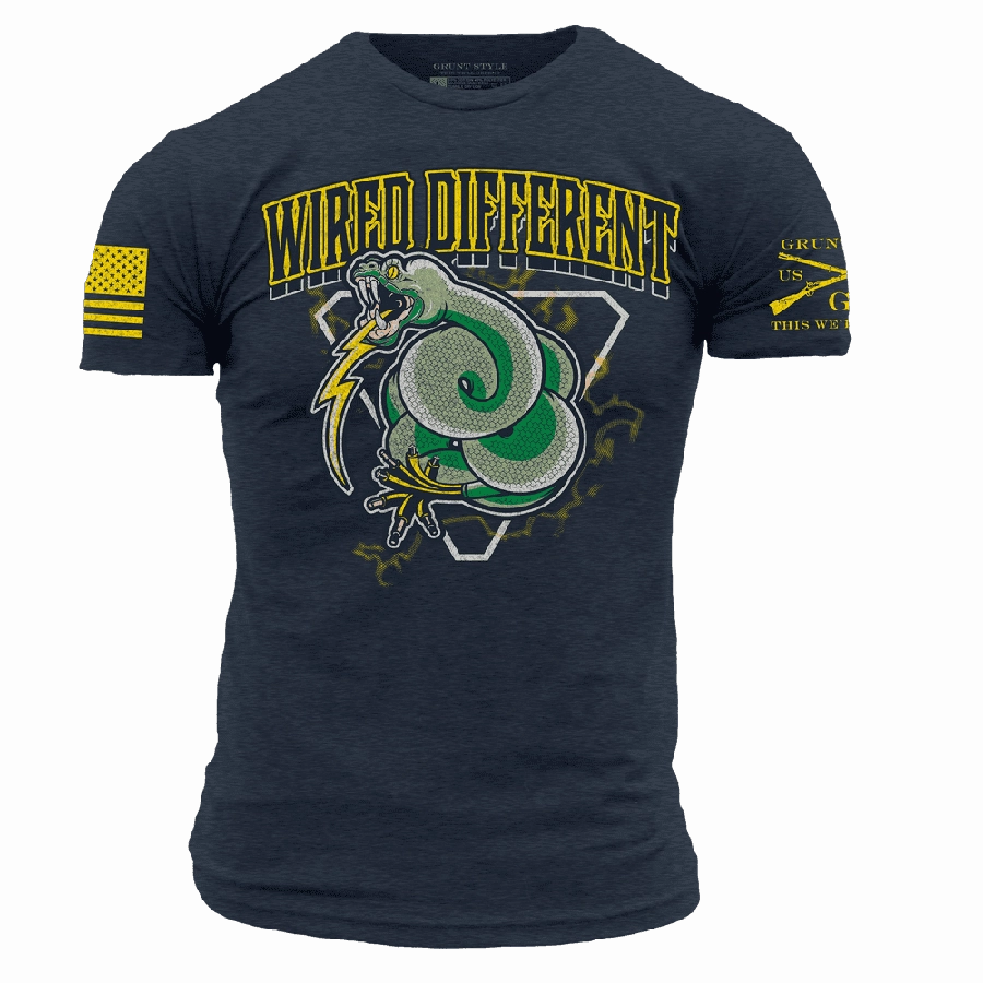 Sublimation Printed Collar Wired Different T-Shirt - Midnight Navy