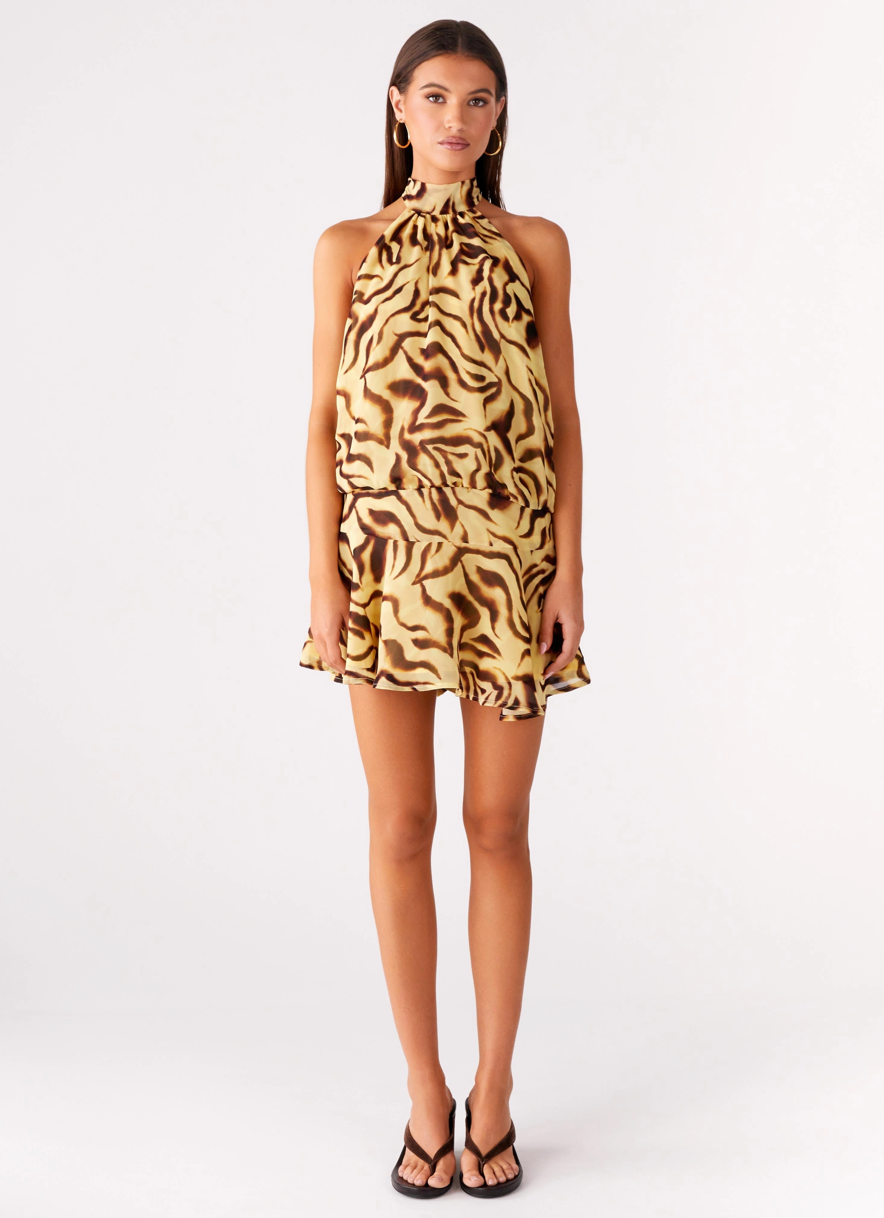 Zulla Backless Mini Dress - Laguna Print Sleek and Sleek Work Appropriate