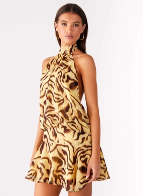 Polished Edge Zulla Backless Mini Dress - Laguna Print