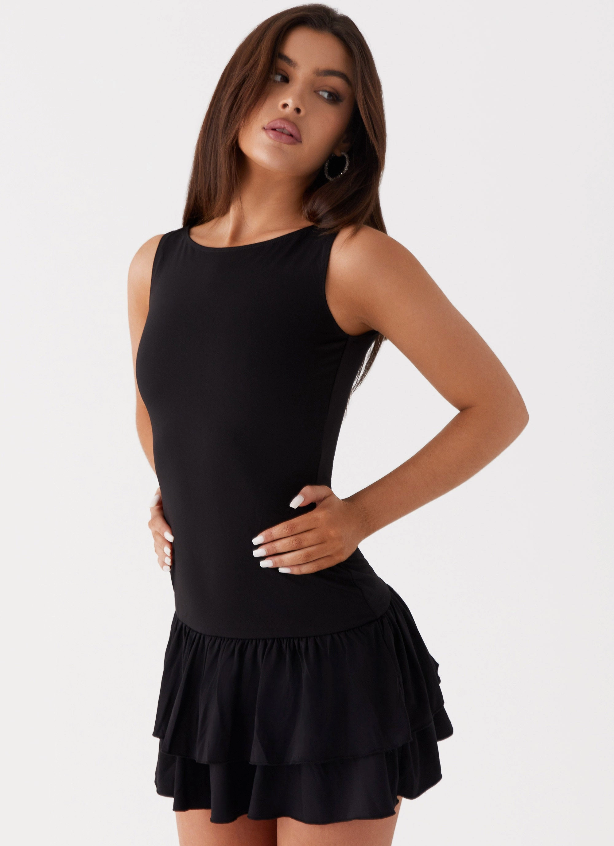 Rhiannon Frill Mini Dress - Black Elegant formal outfit