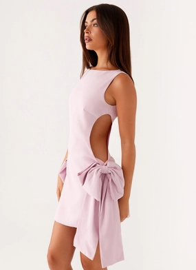 Rhodes Bow Mini Dress - Pink Sophisticated Edge