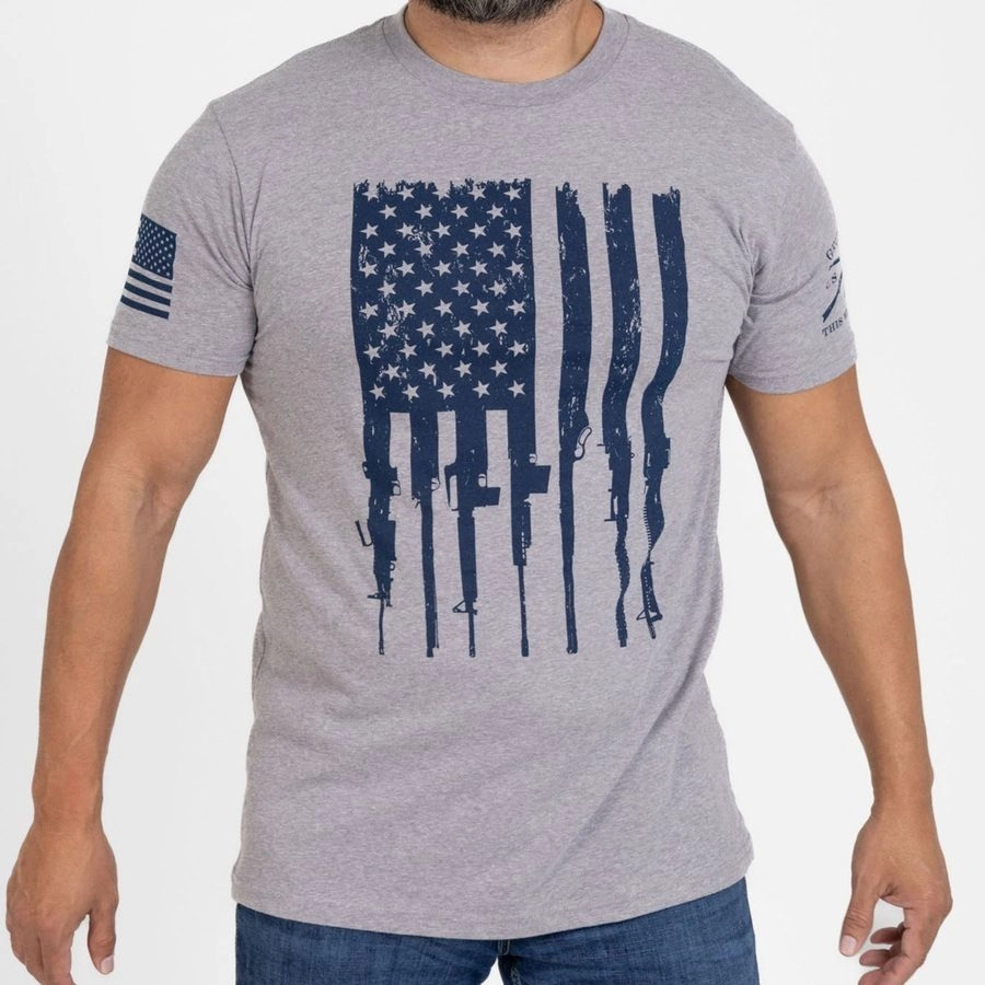 Easy Layering Rifle Flag T-Shirt - Dark Heather Gray