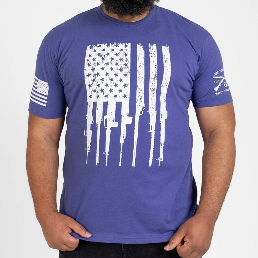Durable Colorfast Finish Cool and casual Rifle Flag T-Shirt - Future Dusk