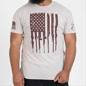 PreShrunkCotton Rifle Flag T-Shirt - Sand