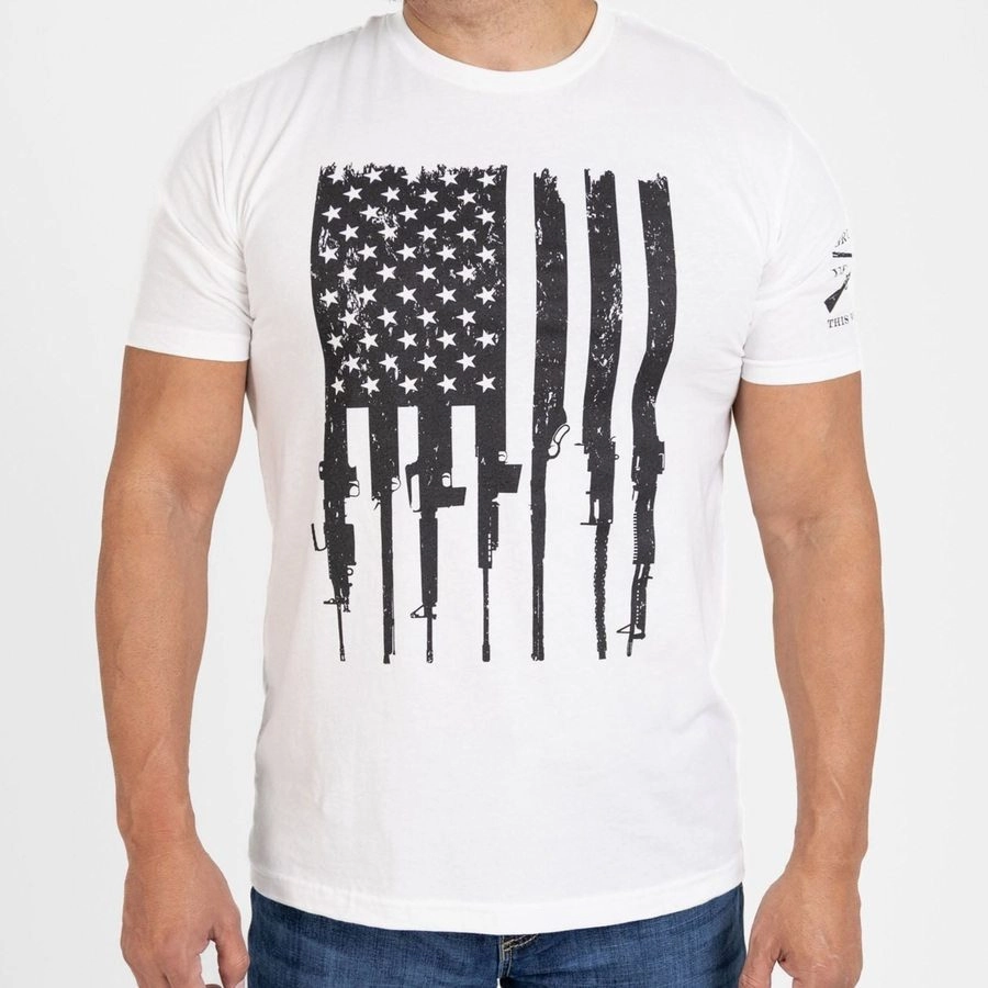 Sleek Performance Rifle Flag T-Shirt - White
