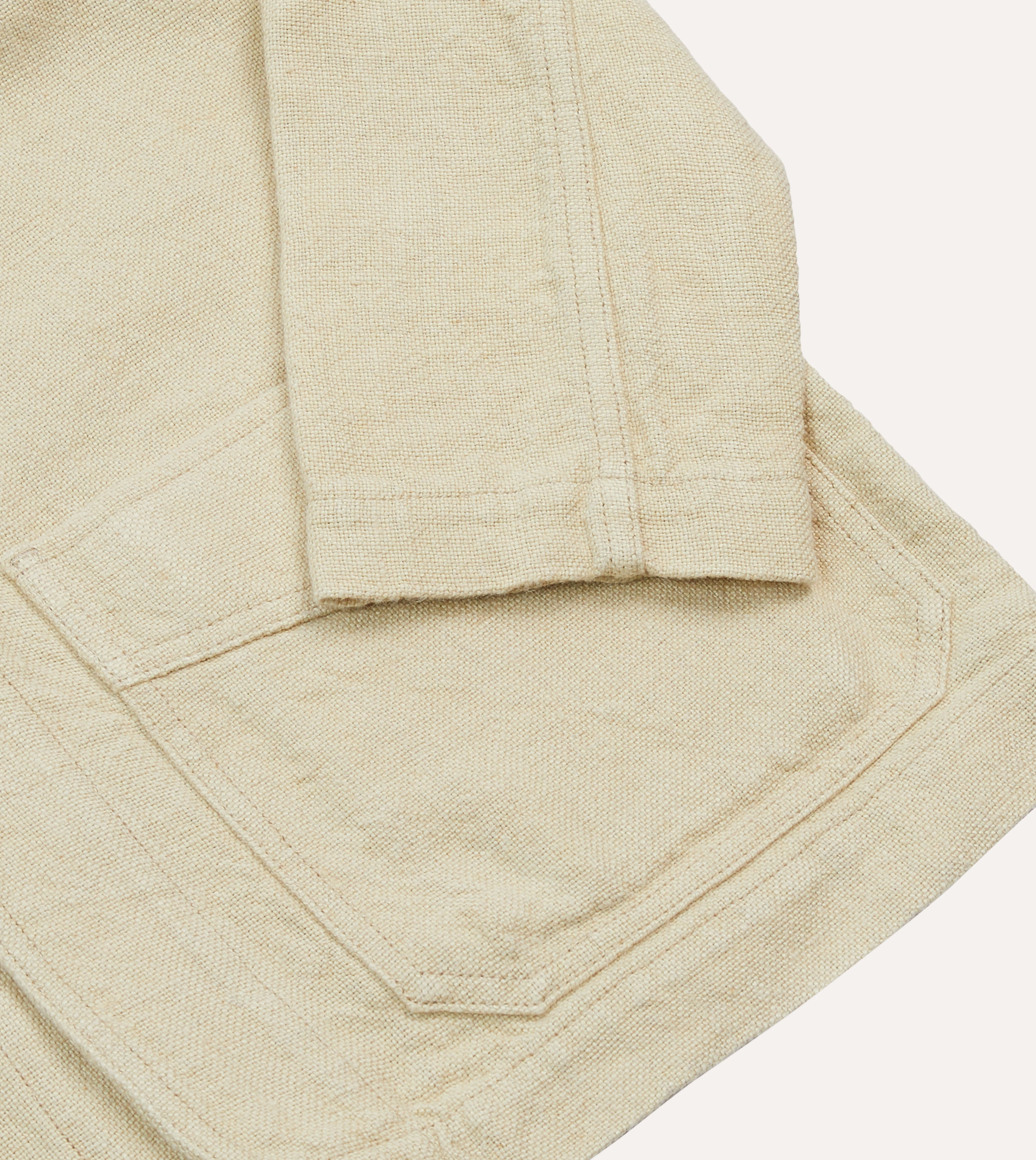 cloudy Ecru Linen Five-Pocket Chore Jacket