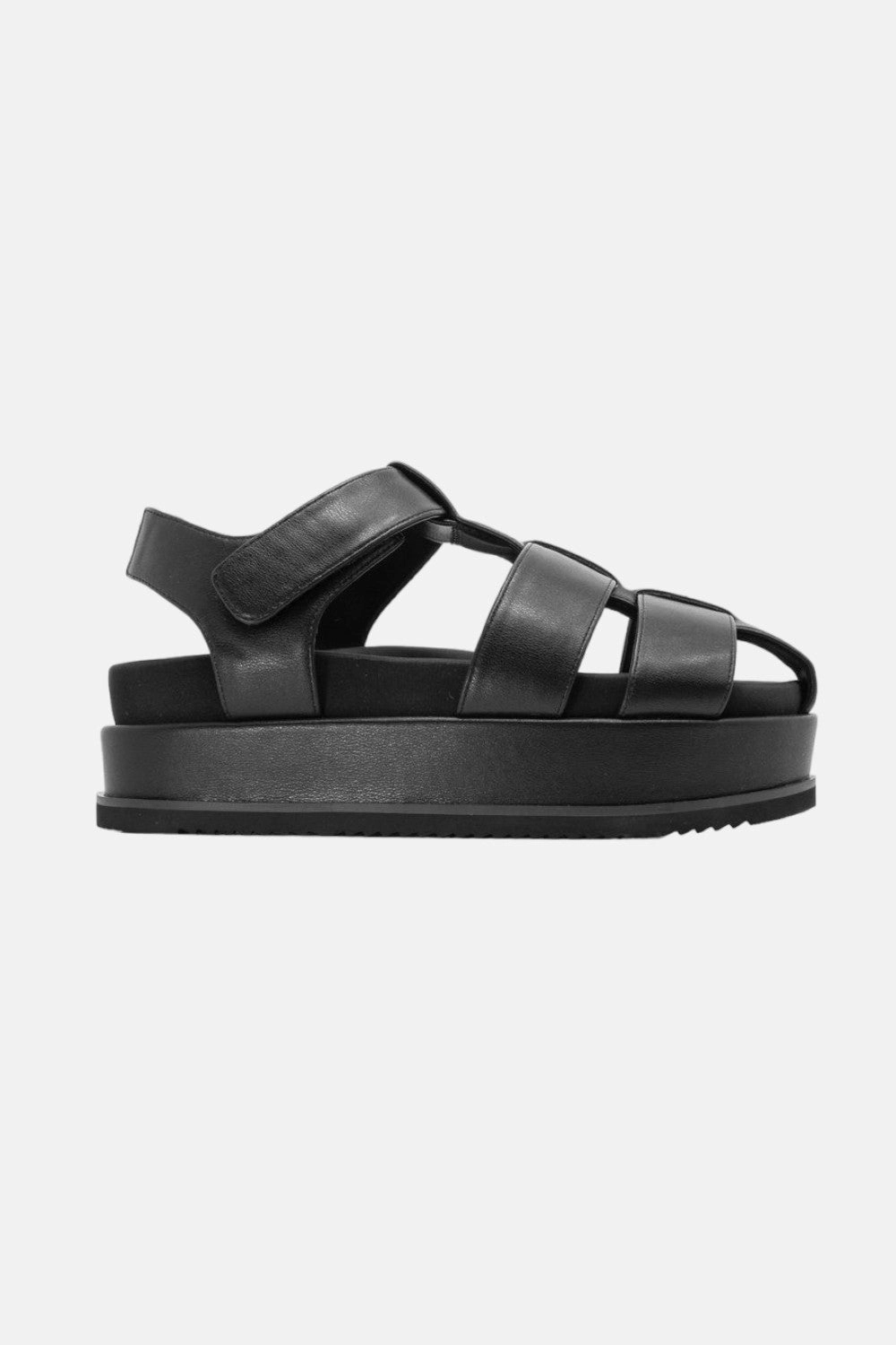 Simple Step Sandal Effortless Slip-On Fit Roam 90'S Stack in Black Vegan Leather