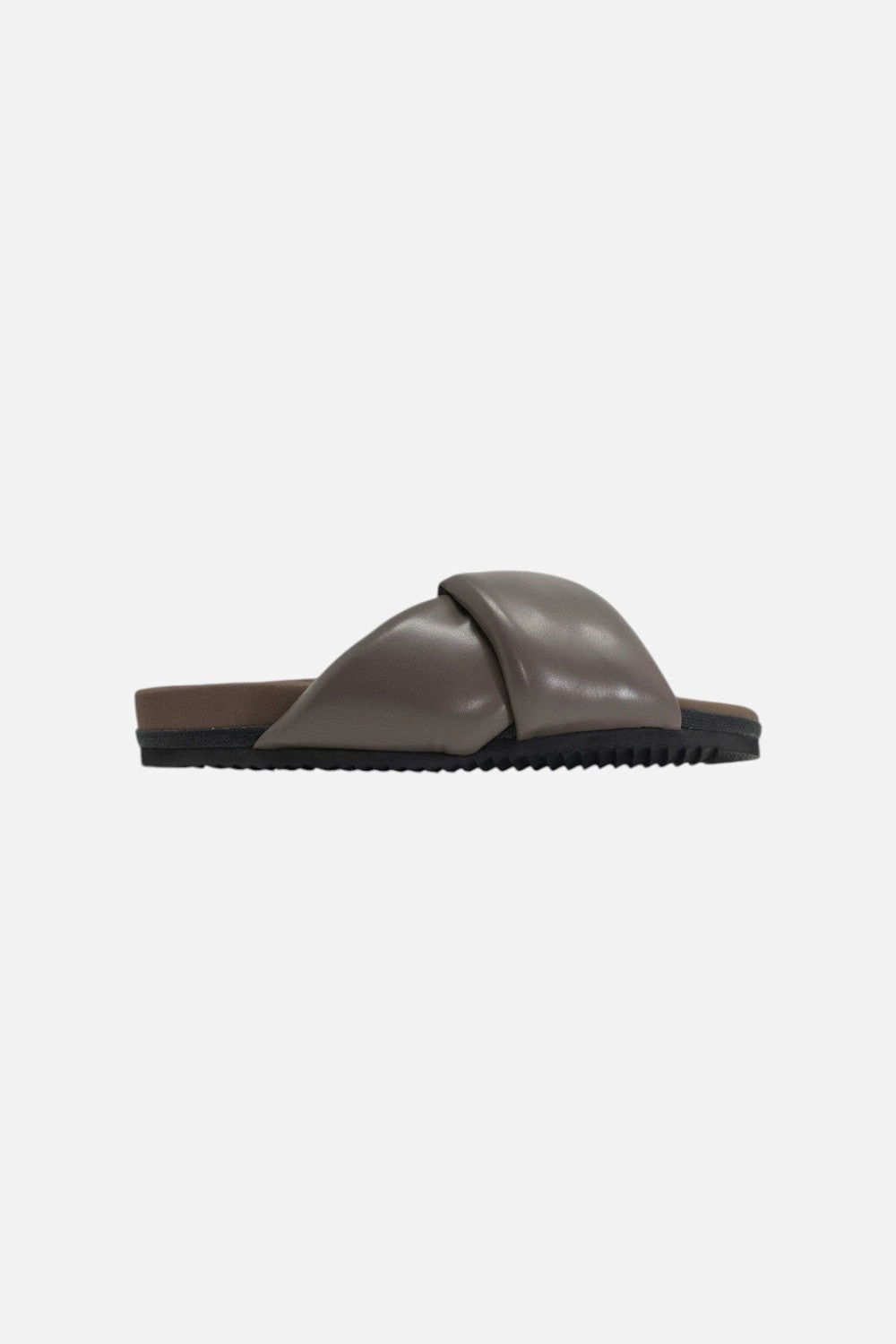 soft cushions Roam Foldy Puffy Slides in Taupe Vegan Leather