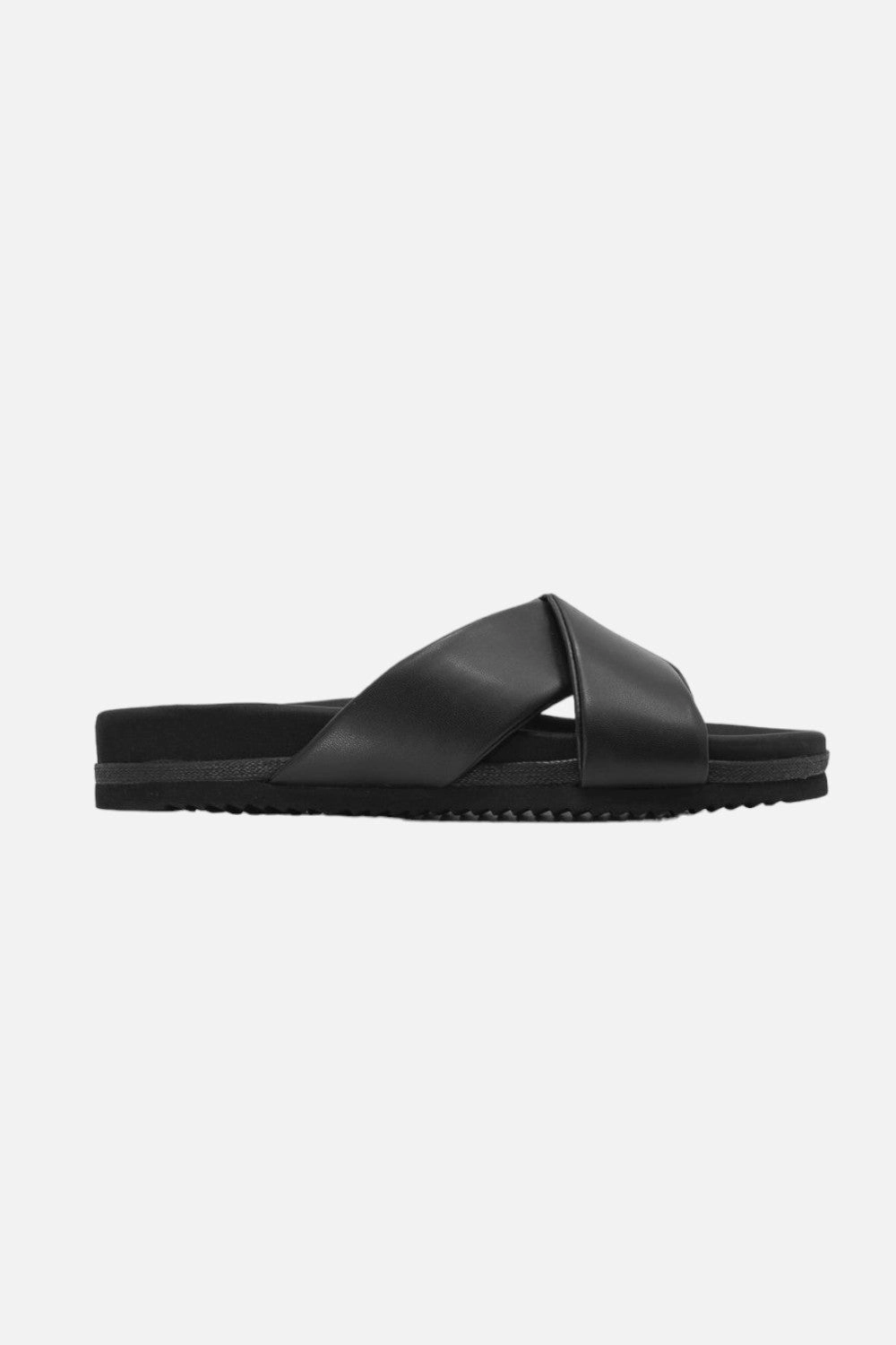 Flexible Build Roam Wing Sandals in Black Vegan Leather