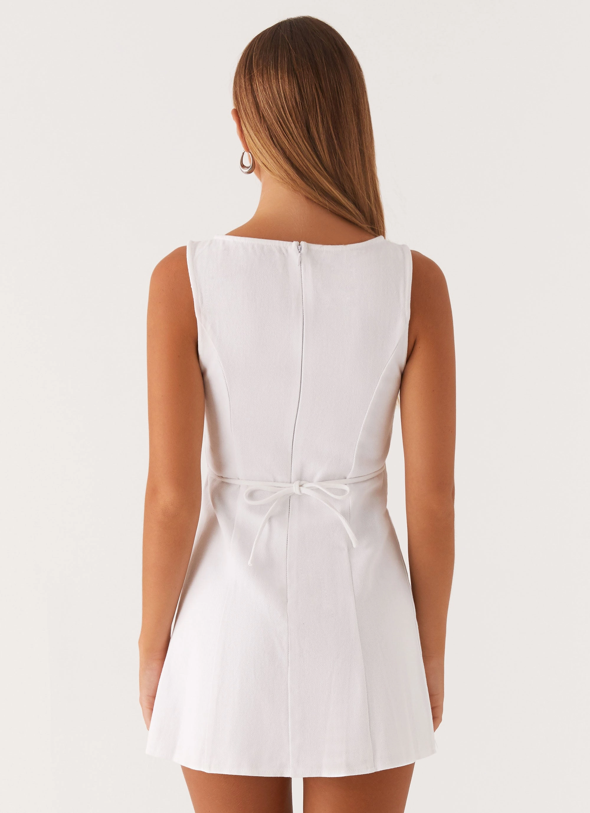 Rochelle Denim Mini Dress - White Perfect Mood Cozy Comfort