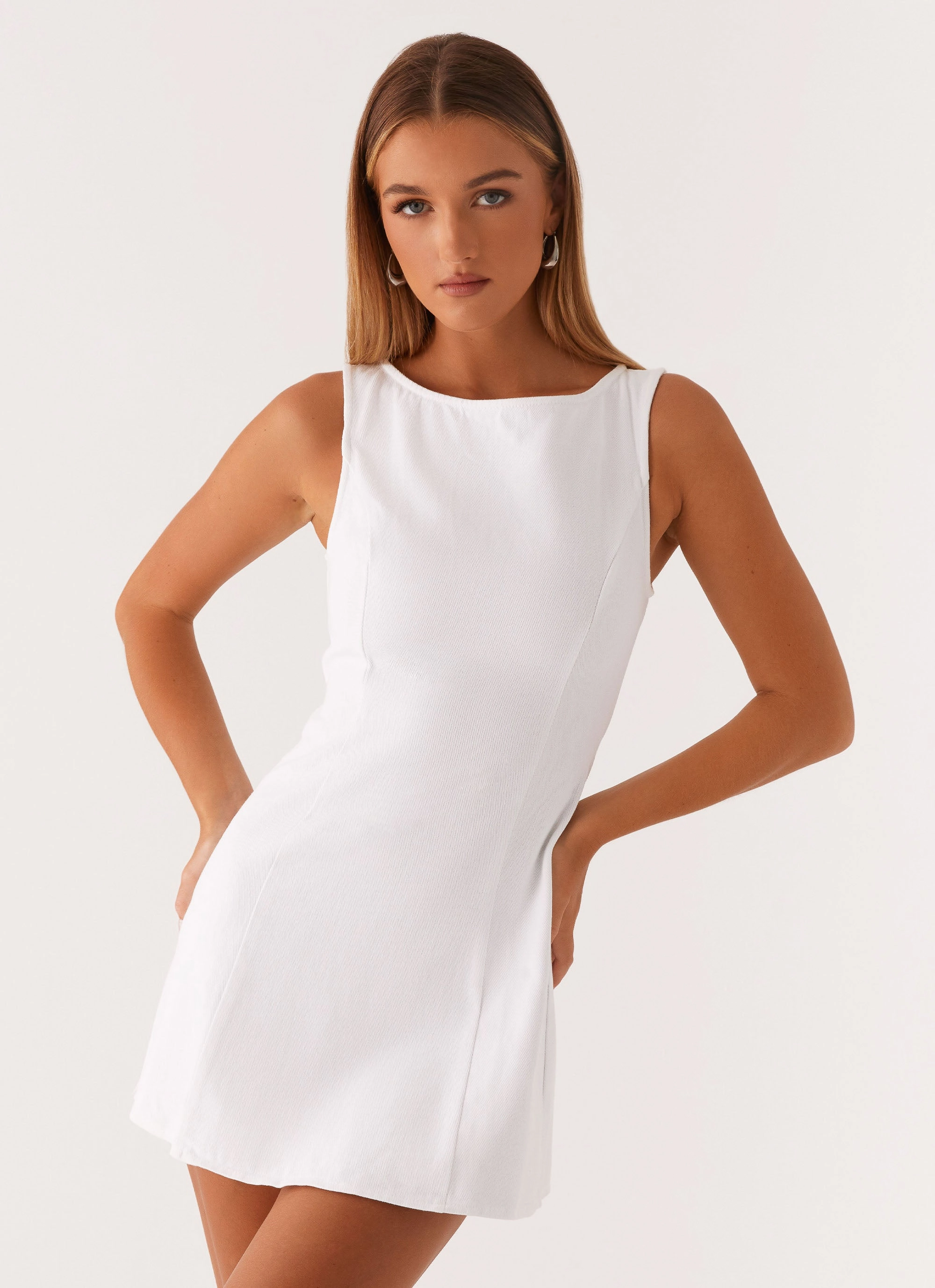 Rochelle Denim Mini Dress - White Luxe Look packable