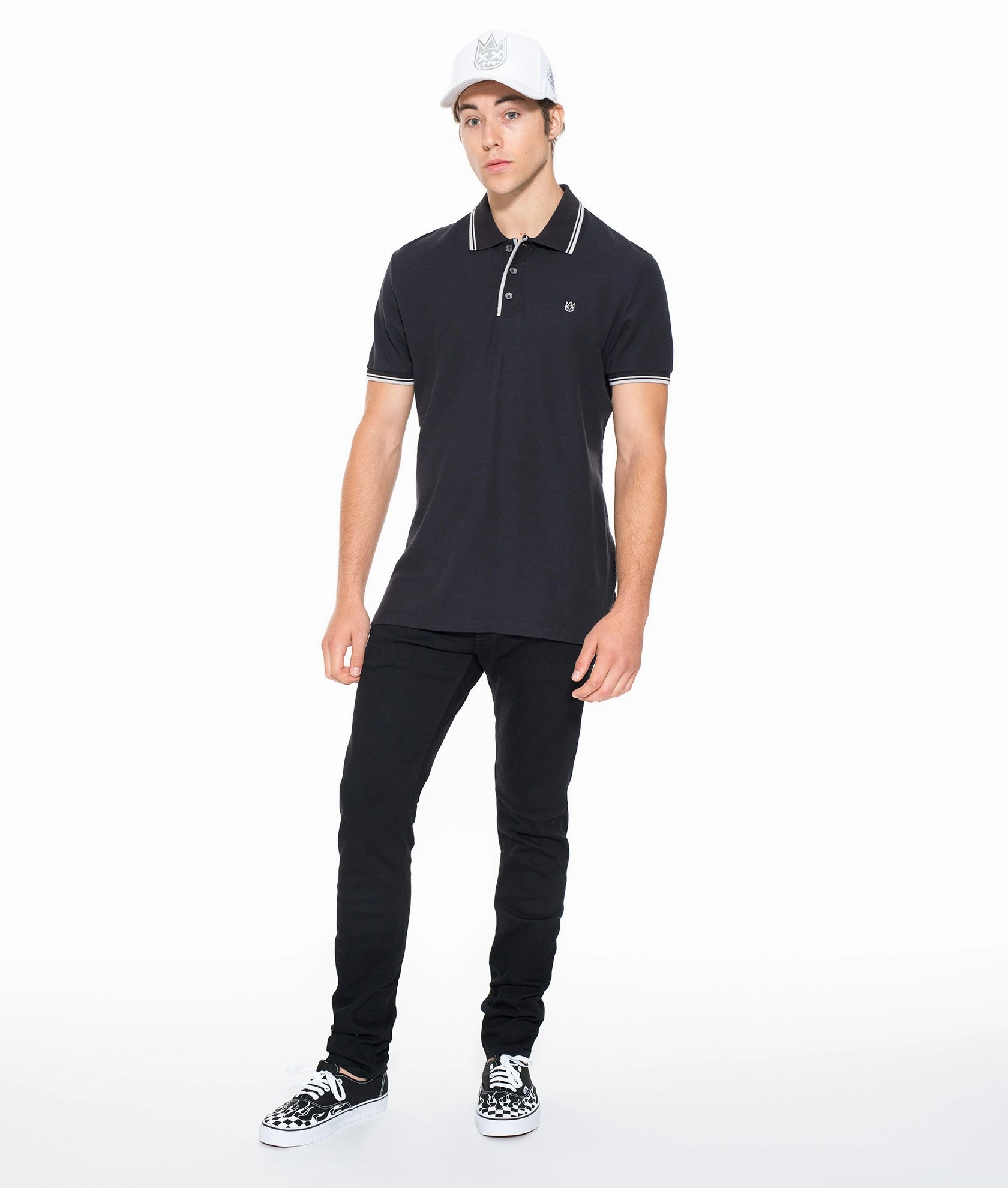 Loose Textured Travel Outfit ROCKER SLIM DENIM JEANS IN BLACK