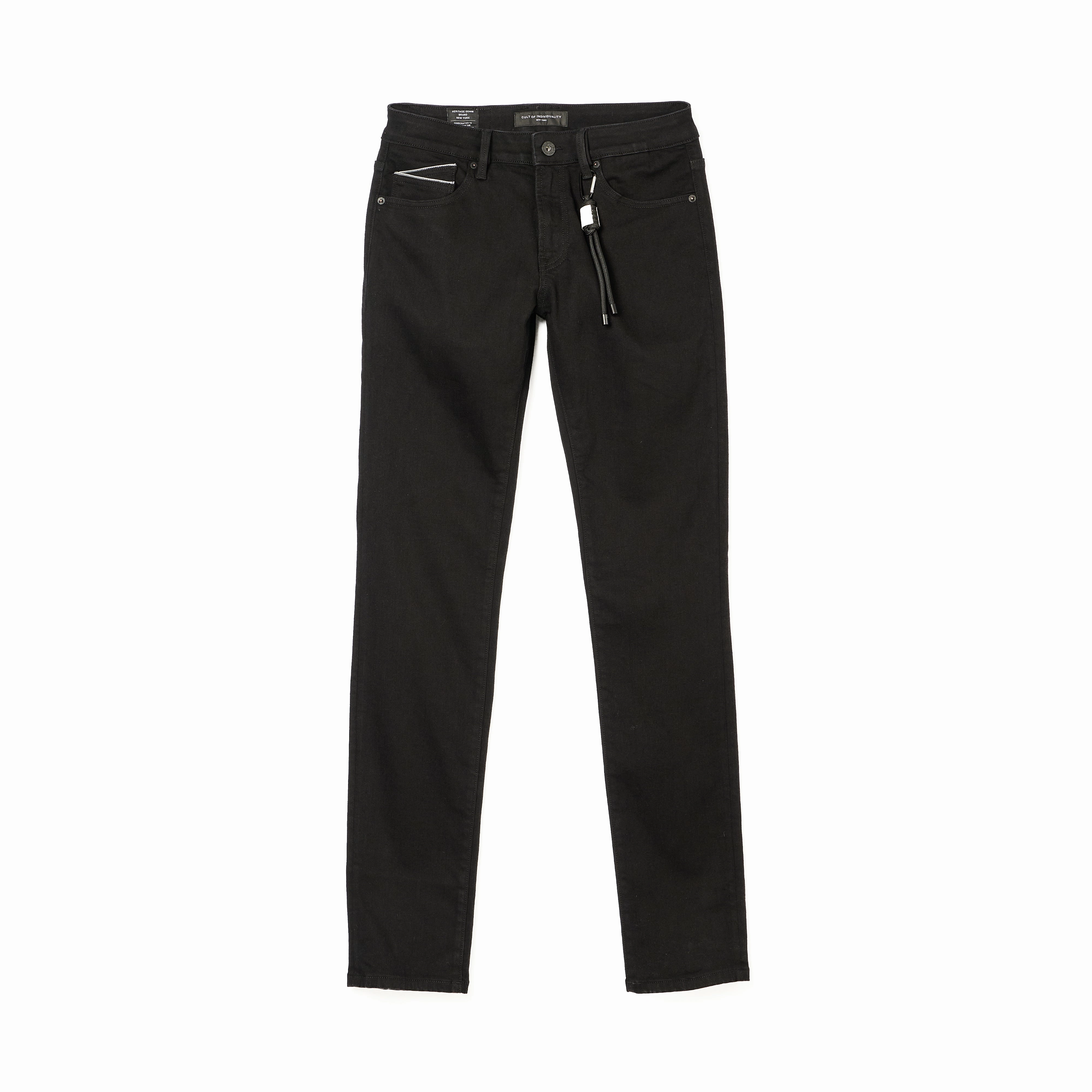 Premium Cotton Blend ROCKER SLIM STRAIGHT 36" INSEAM JEANS IN BLACK