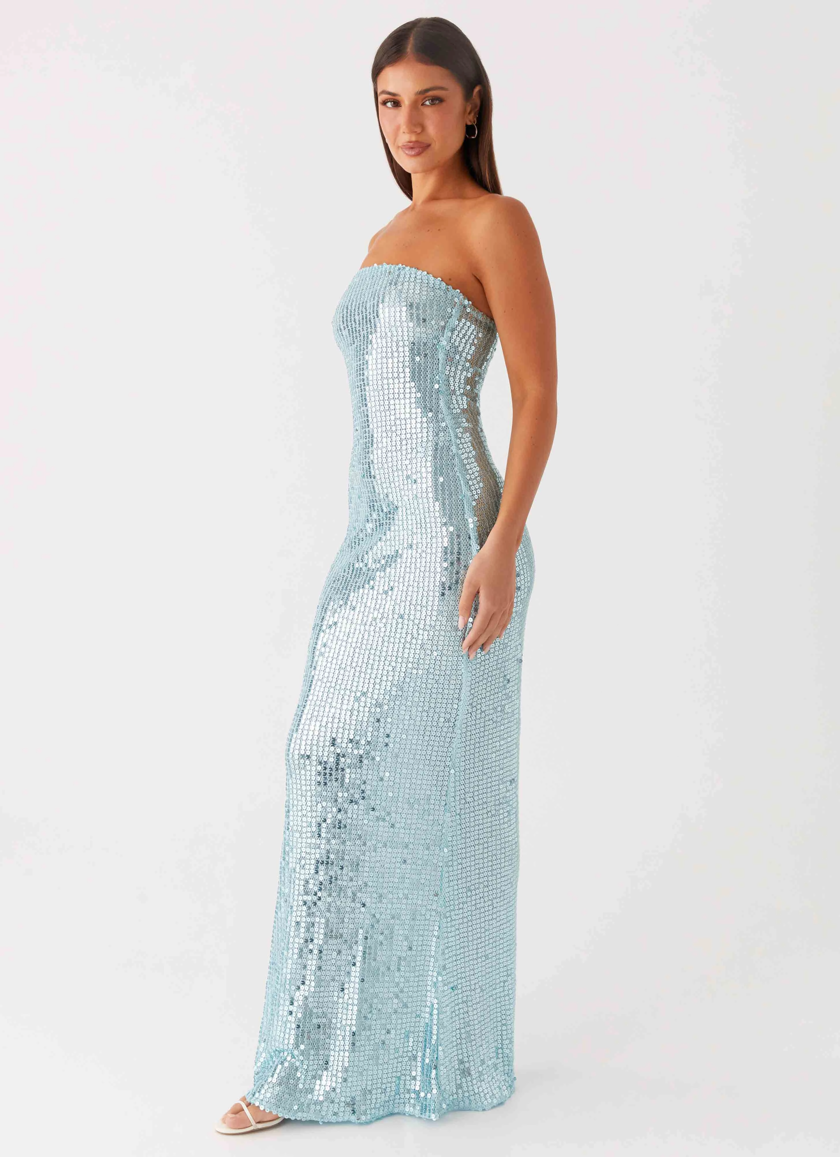London Cool Lyric Sequin Maxi Dress - Turquoise