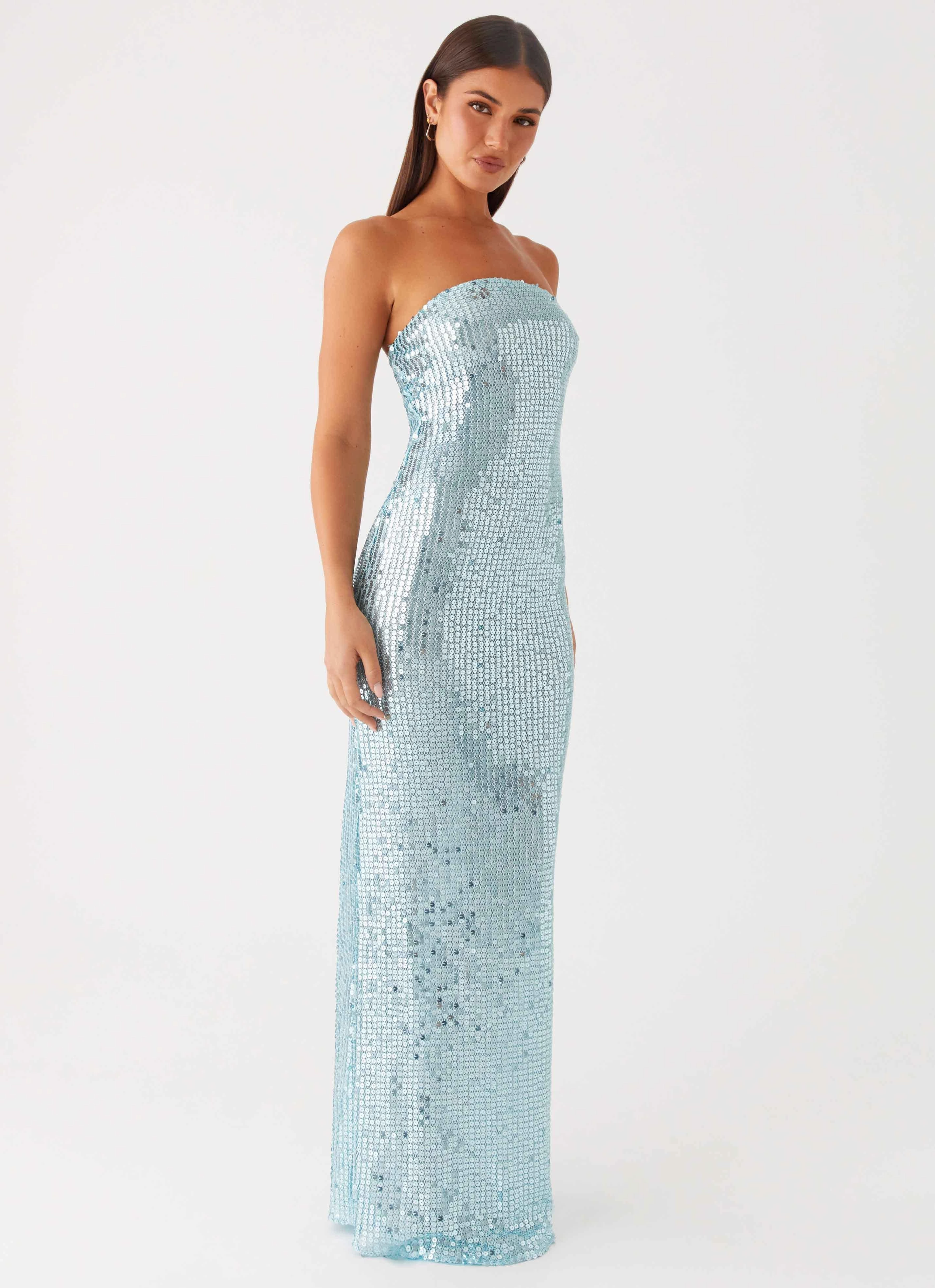 polka-dot Lyric Sequin Maxi Dress - Turquoise