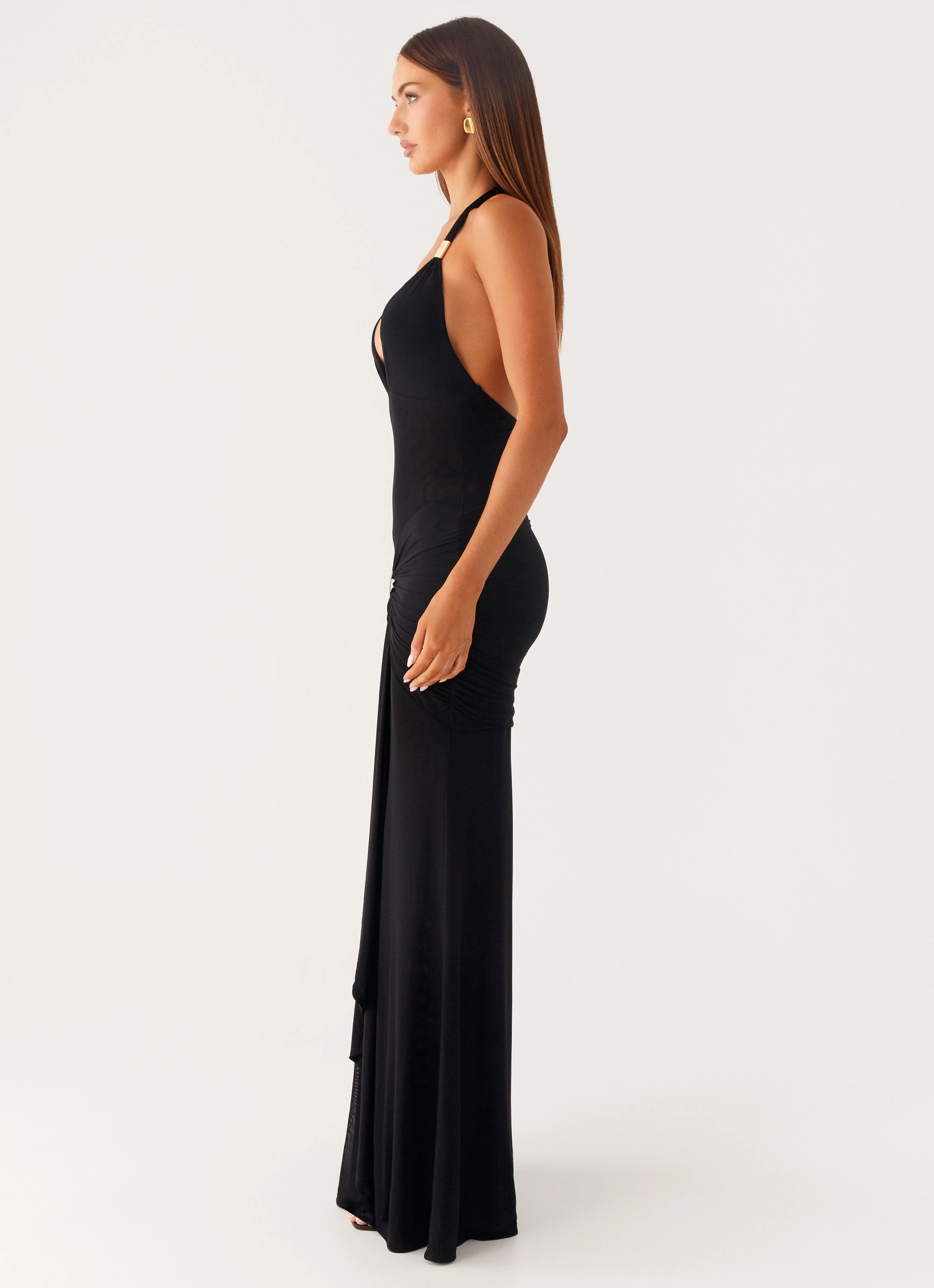 Miyah Halter Hardware Maxi Dress - Black Elegant Appearance