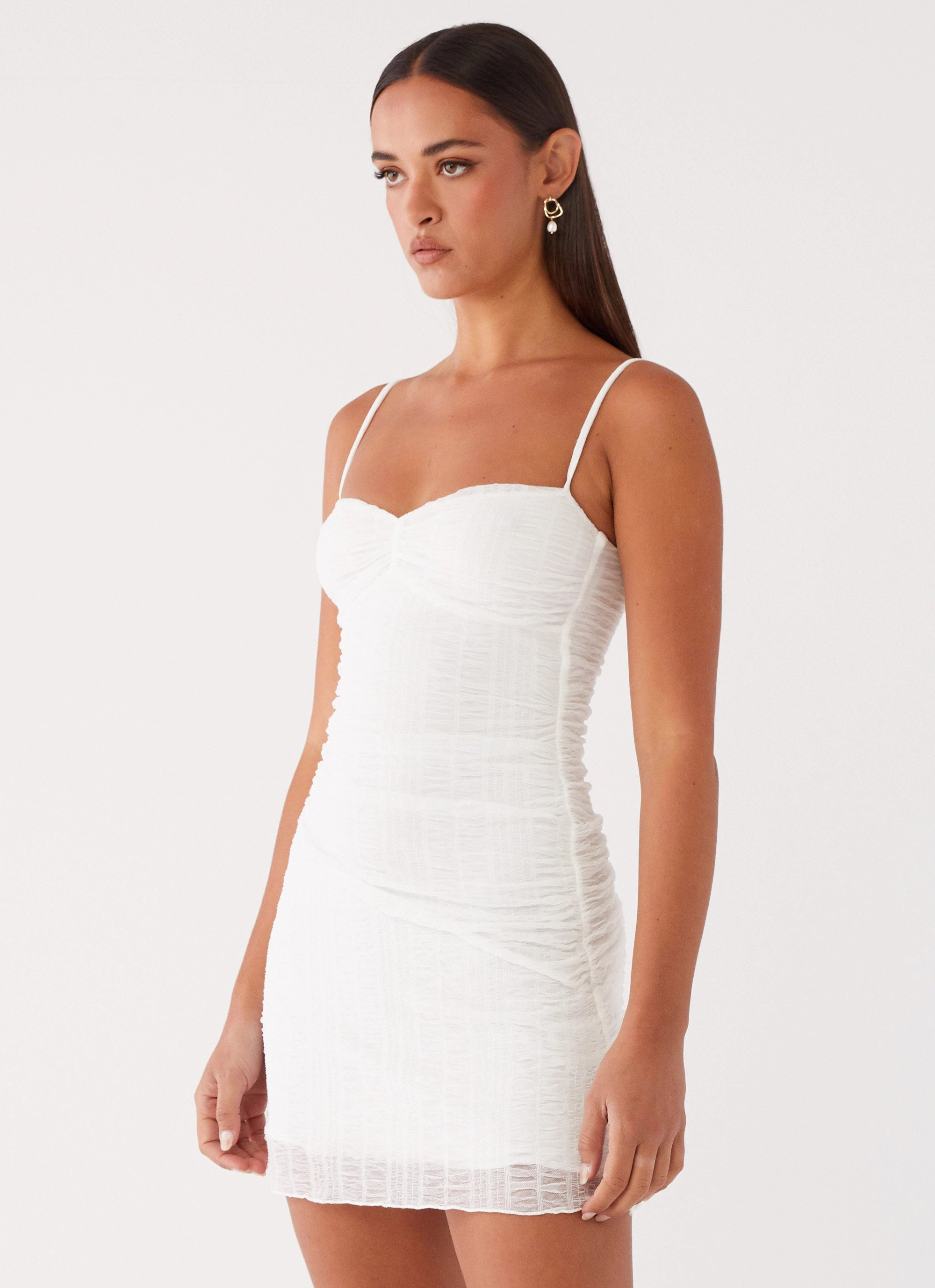 Arden Mesh Mini Dress - White Sporty Comfort Light Wrap