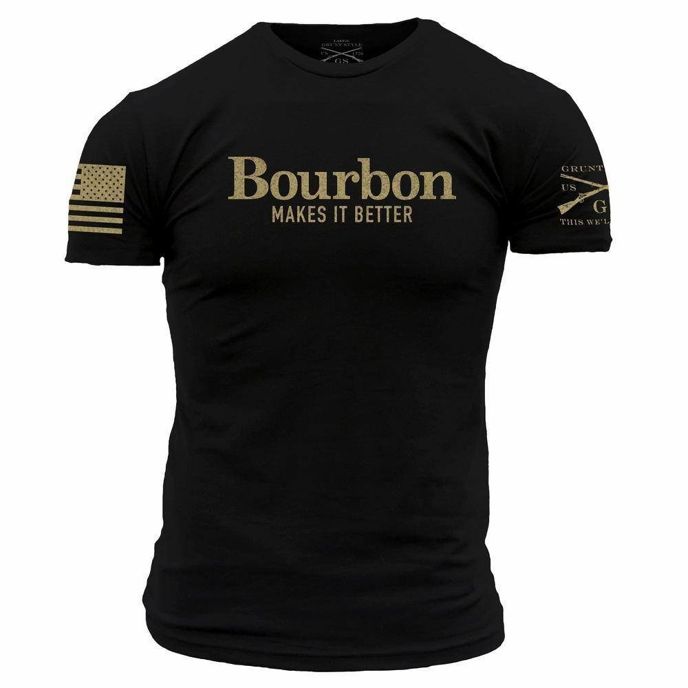 Outdoor Smart Relaxed Comfort Look Bourbon Makes It Better T-Shirt - Black