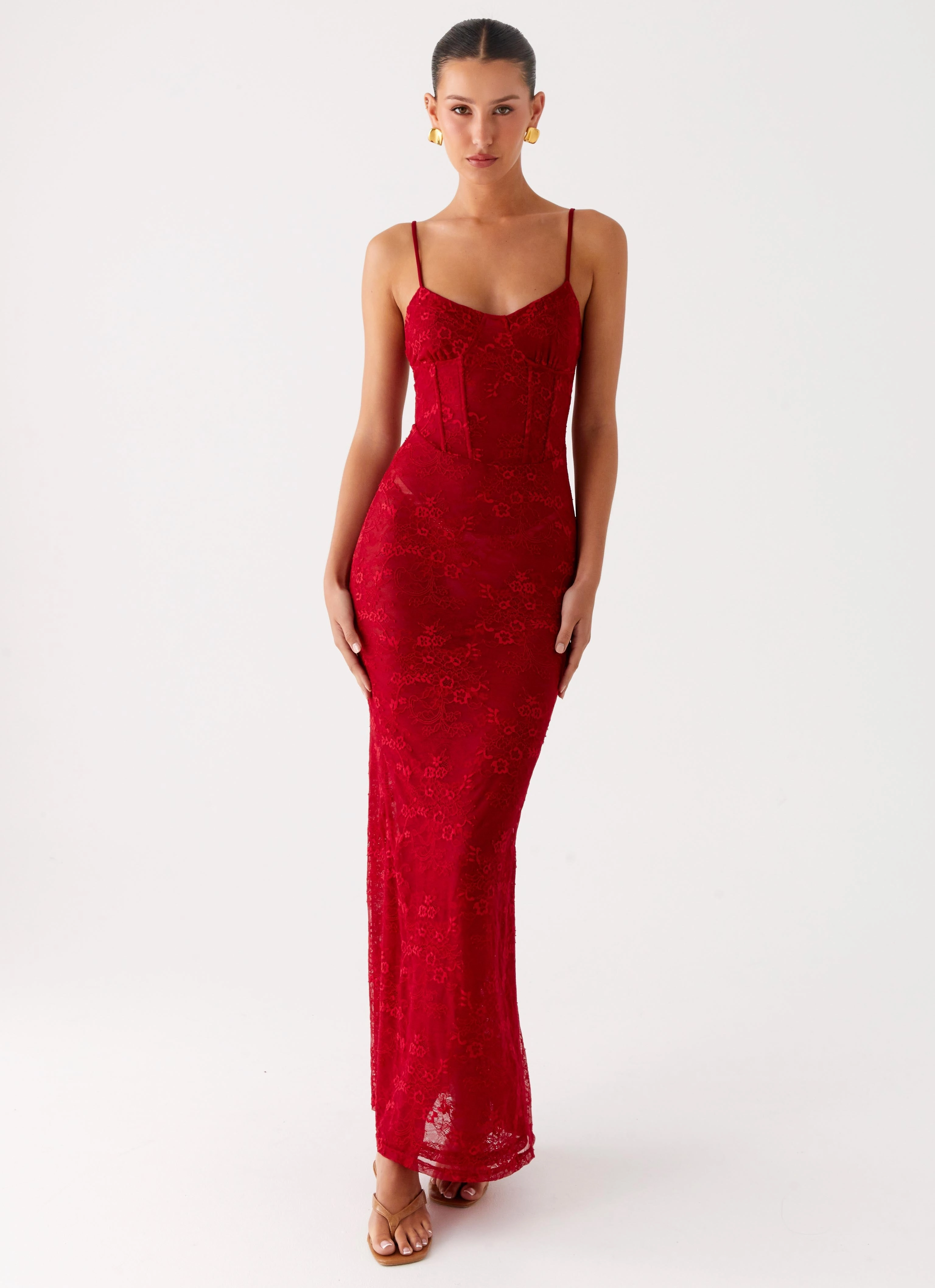 Seamless-Look Shade Glow Rosa Corset Maxi Dress - Red