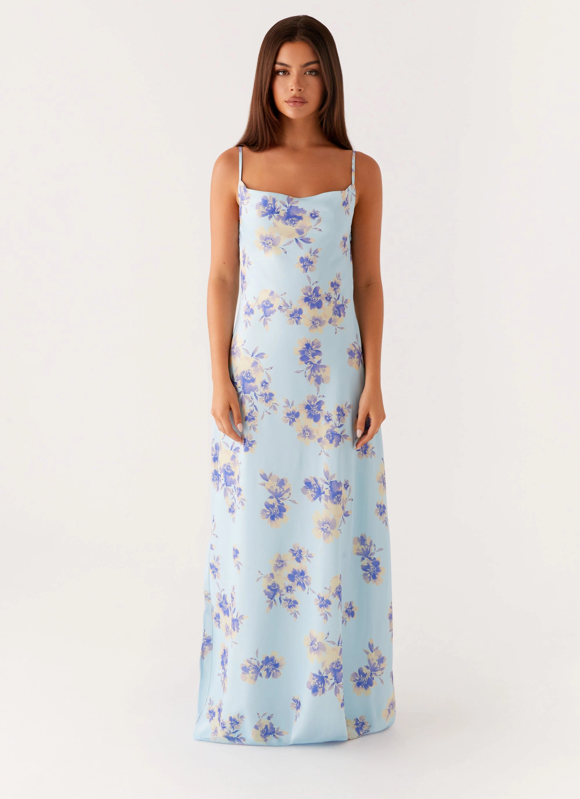 Side-Zip Liana Cowl Maxi Dress - Print