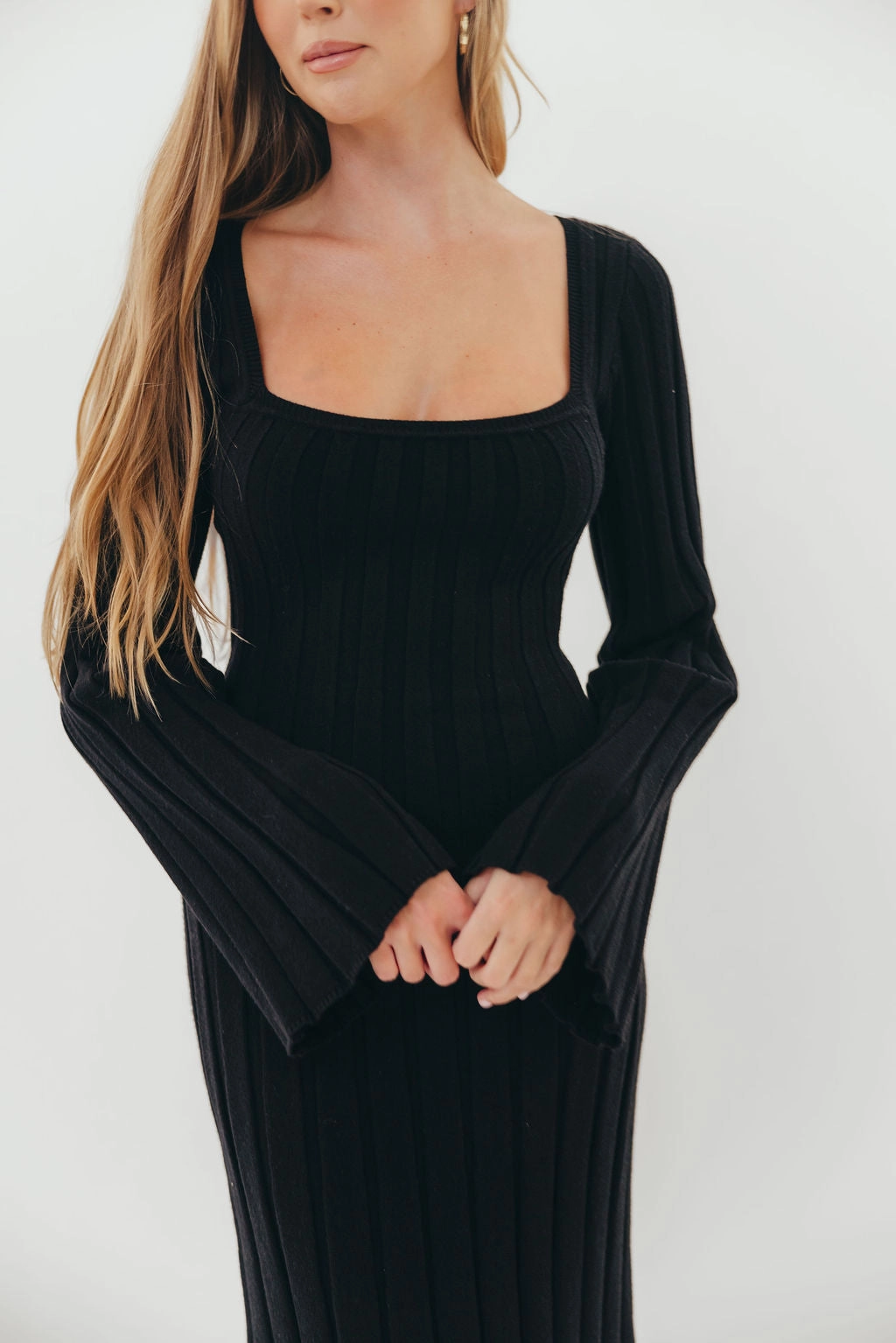 Relax Tones Rowan Square Neck Maxi Dress in Black