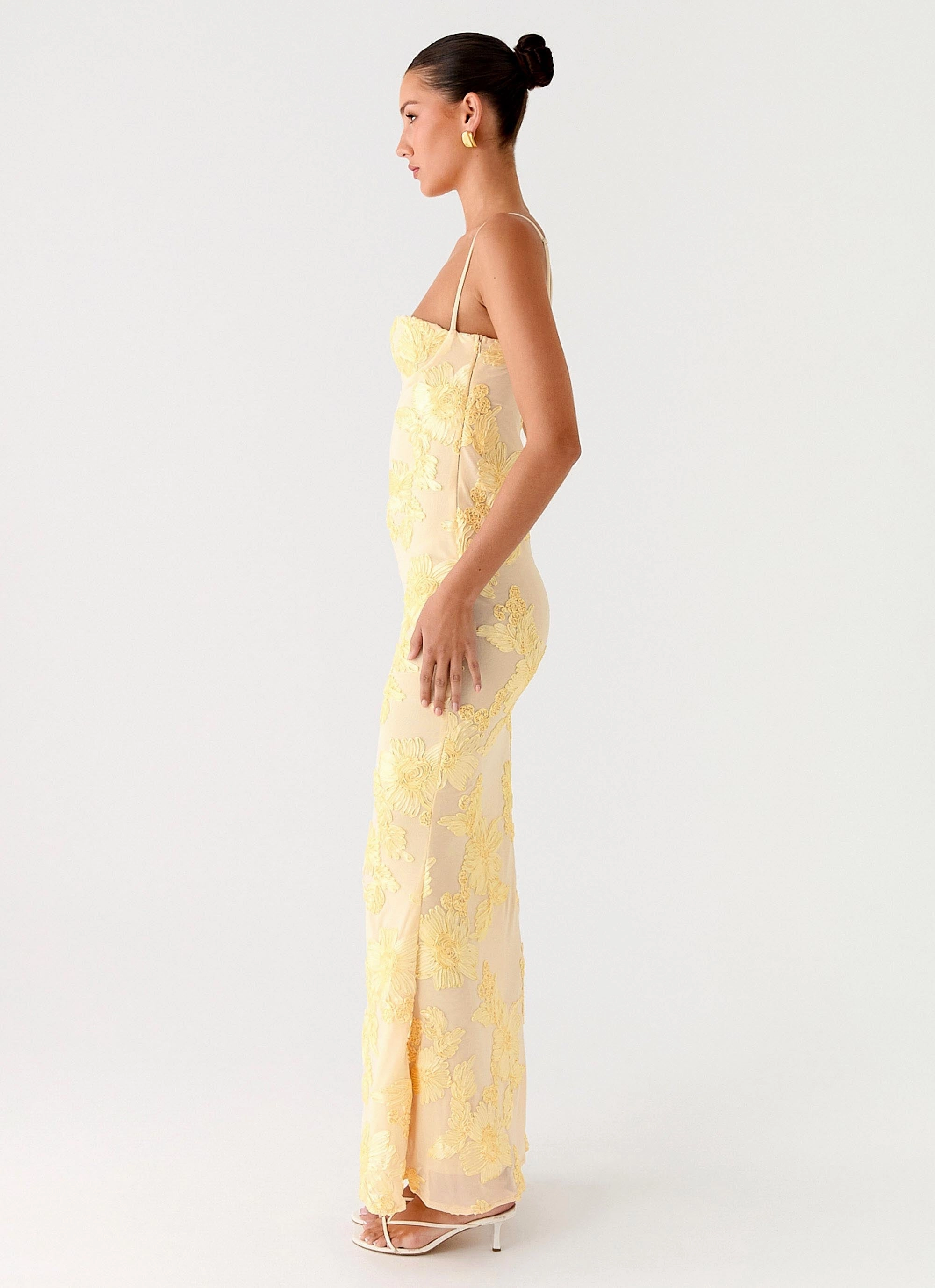 Puff-Sleeve Relaxed-fit That Girl Maxi Dress - Lemon