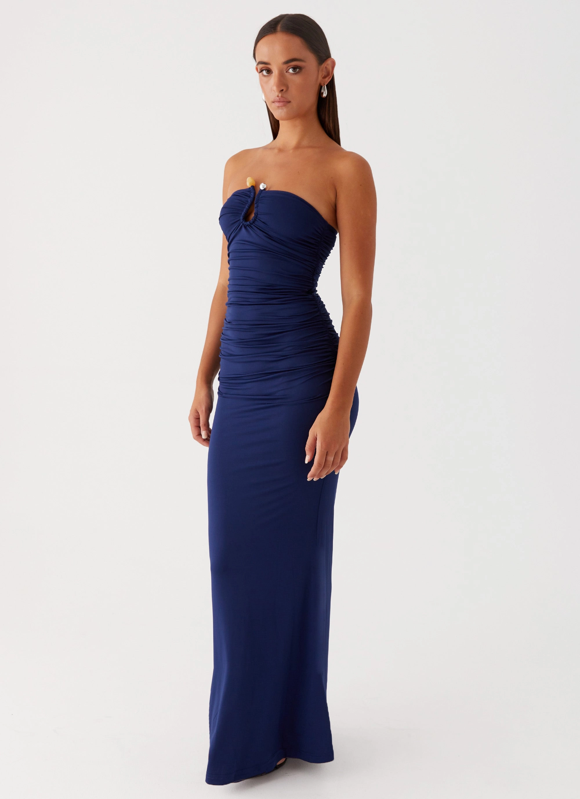 Rudy Maxi Dress - Navy Fold-Over-Detail Daily Confidence