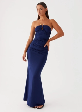 Rudy Maxi Dress - Navy Natural Feel Artistic Edge