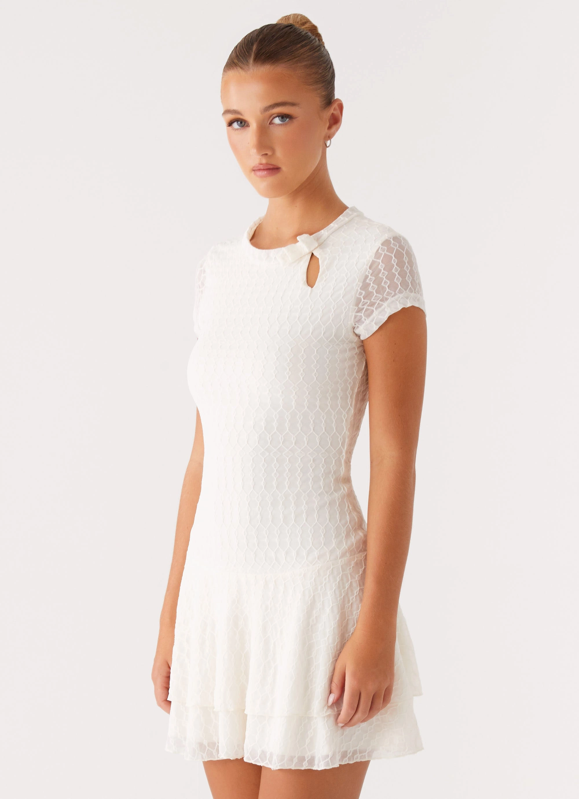 Esty Mini Dress - Ivory Smart Fabric