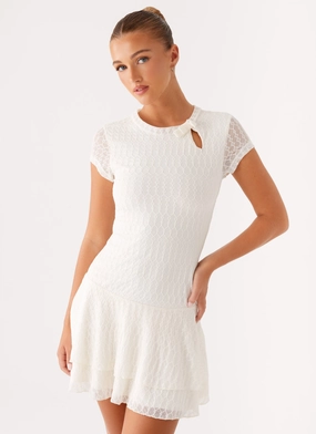 Esty Mini Dress - Ivory Layered Fit Timeless Design