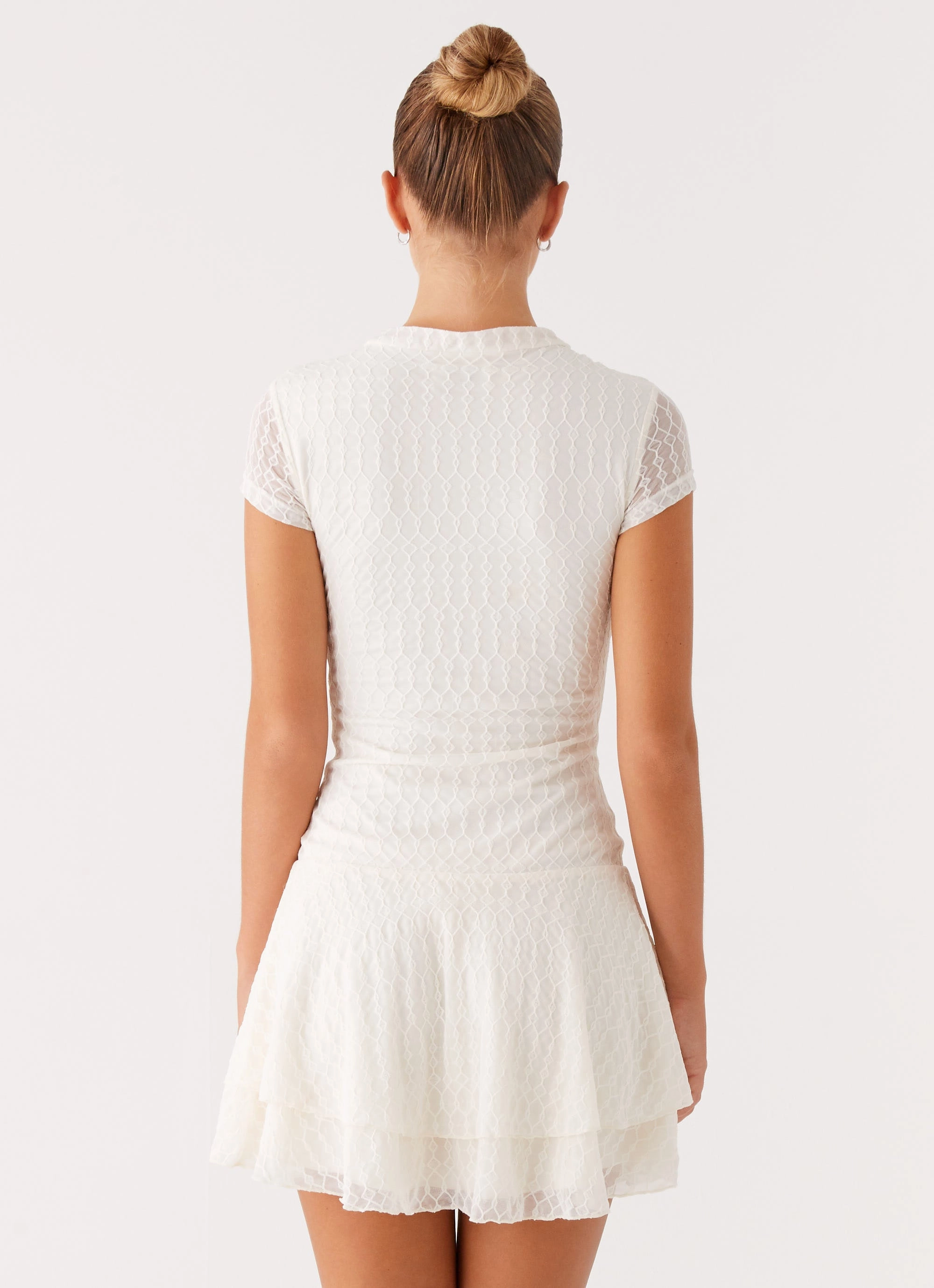 Esty Mini Dress - Ivory Sleek Feel Texture Play