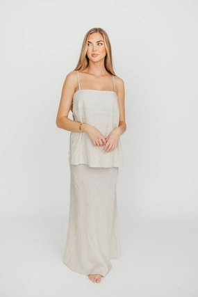 Novella 100% Linen Woven Maxi Skirt in Linen *Final-Sale* perfect for events
