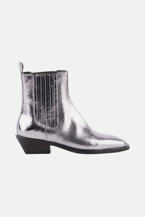 Seamless Comfort Work Commute Seamless Comfort Trail Runner Seychelles Hold Me Down Booties in Metallic Leather Silver