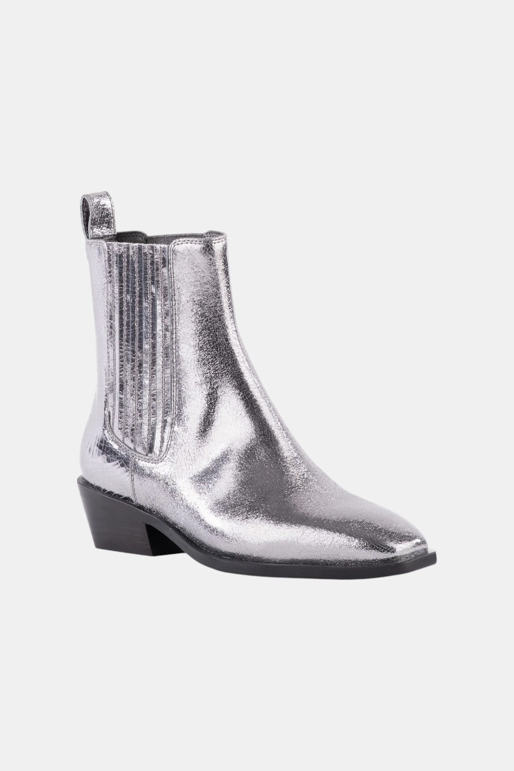 Seychelles Hold Me Down Booties in Metallic Leather Silver Comfortable Stability