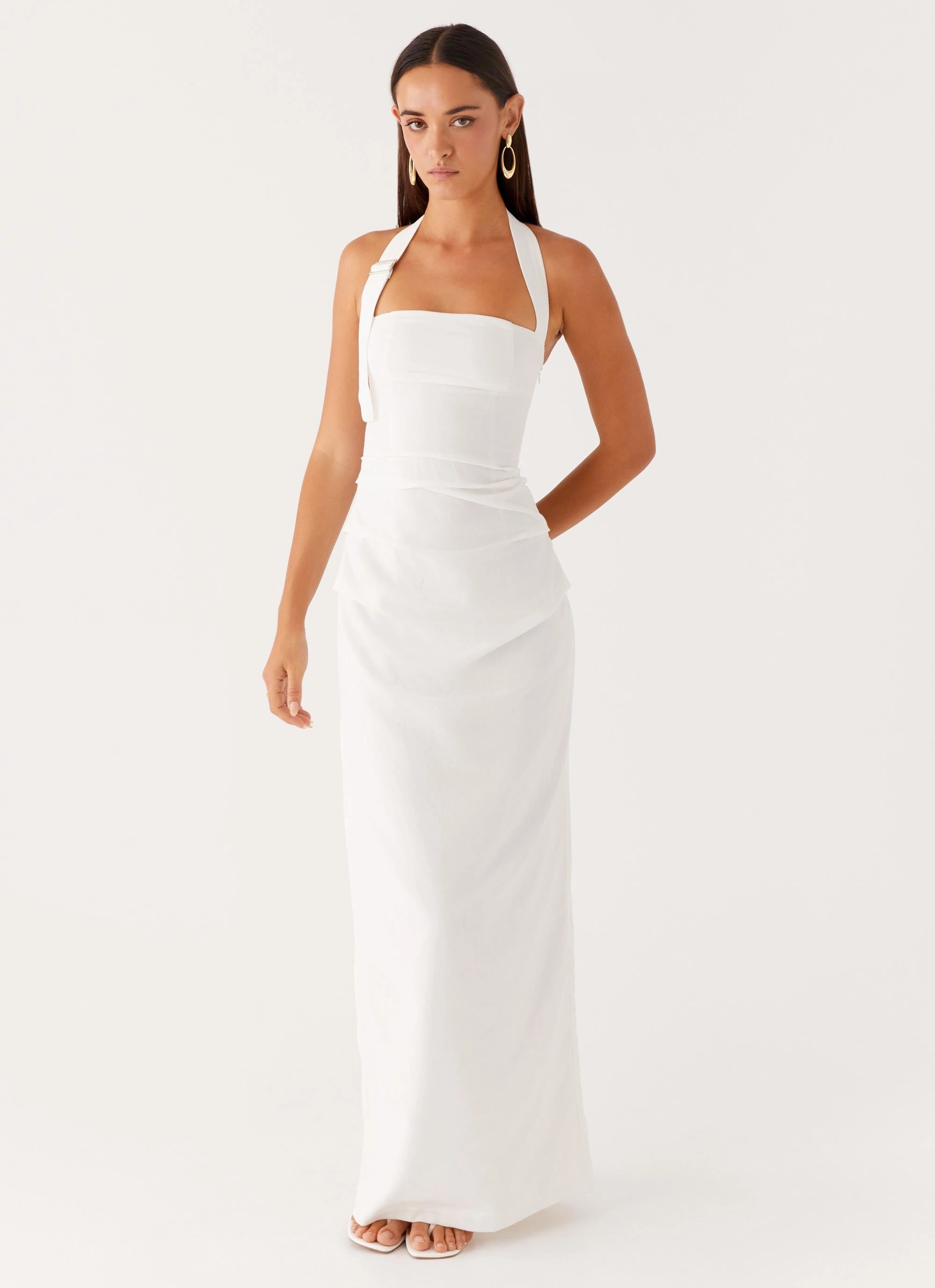 Rumour Has it Maxi Dress - White Subtle Fit