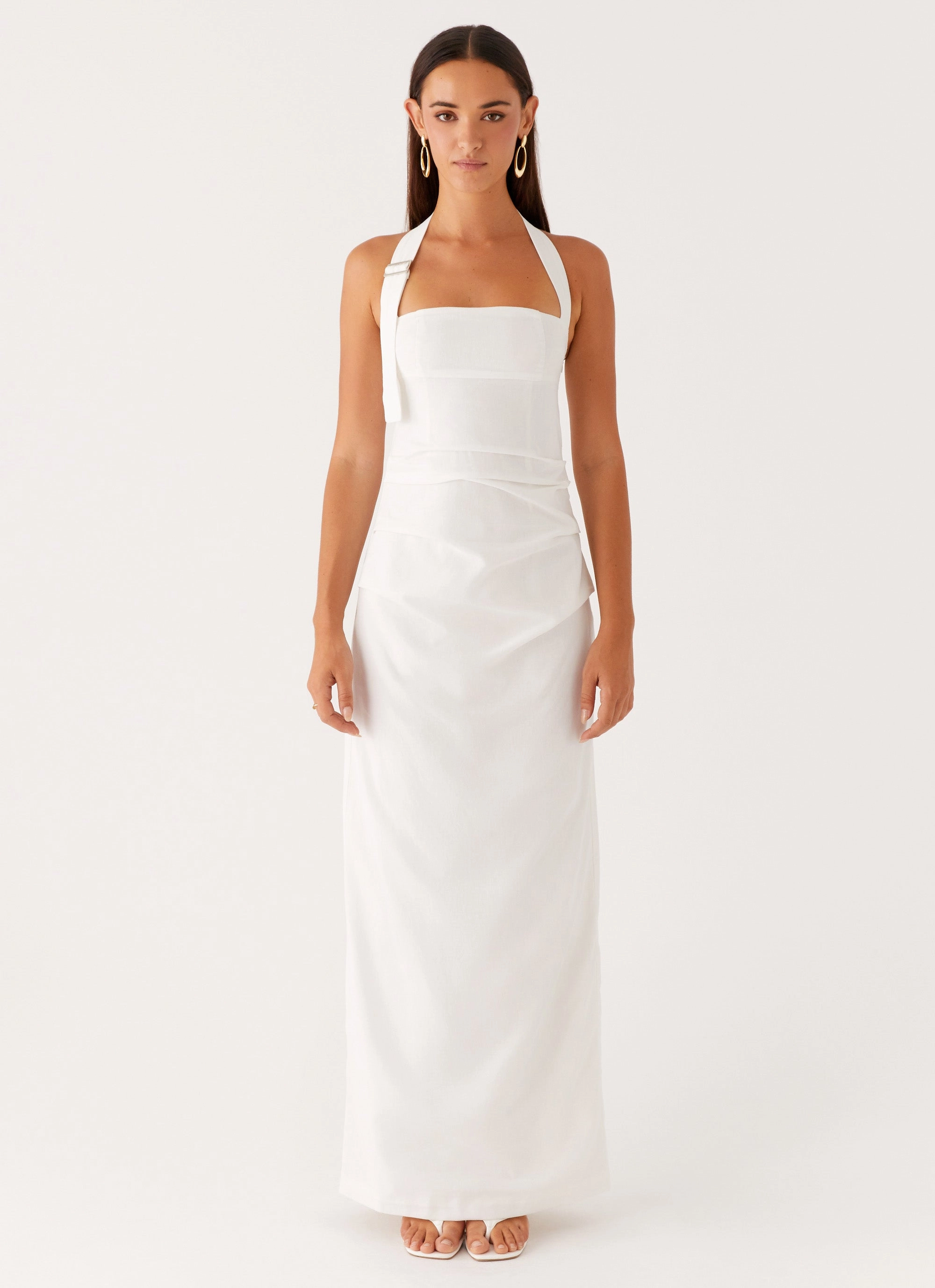 Long Lines Tailored Style Rumour Has it Maxi Dress - White