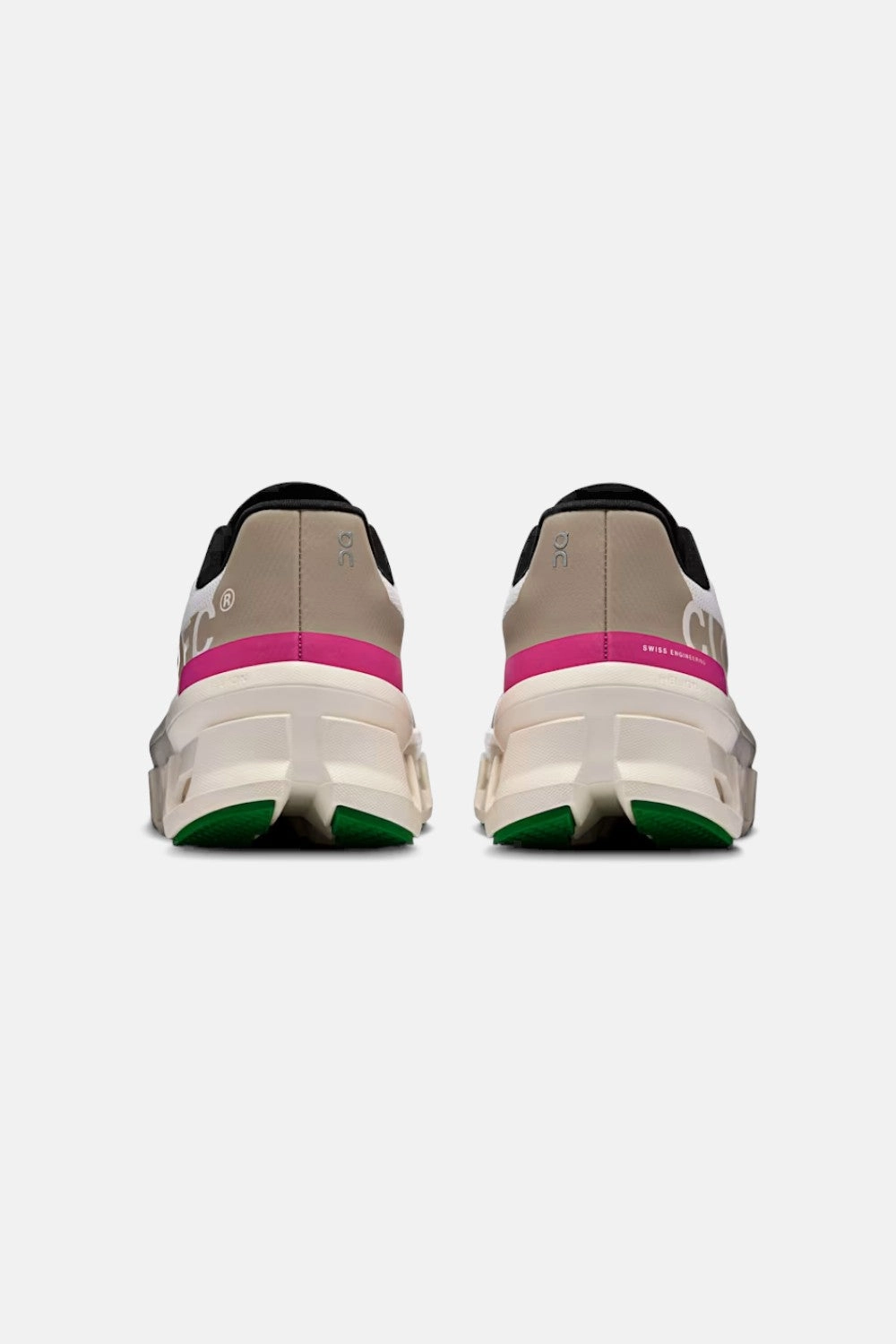 ON Running Women's Cloudmonster in Silver & Ivory waterproof membrane