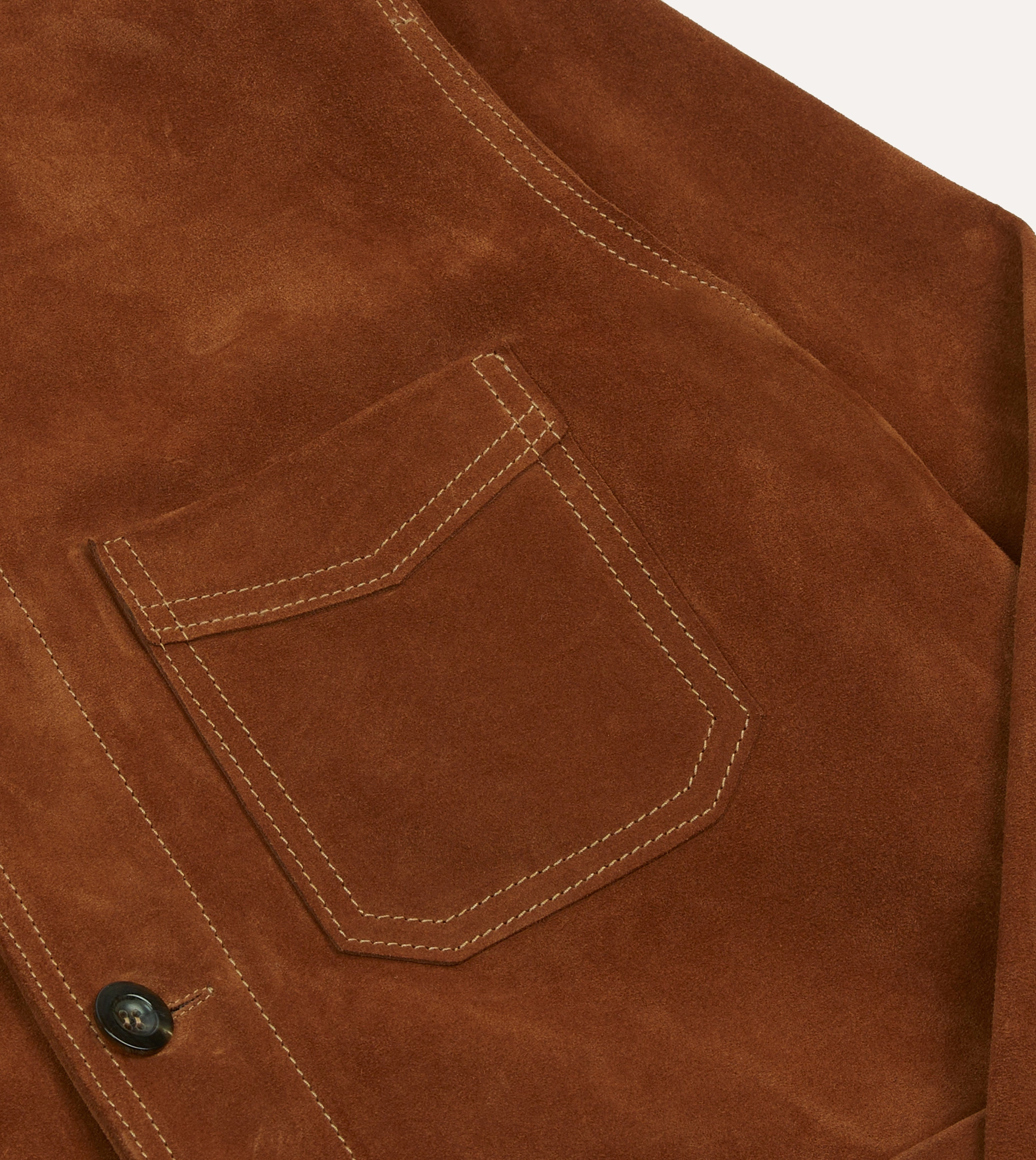 Rust Heavyweight Suede Five-Pocket Chore Jacket Flexible Seams