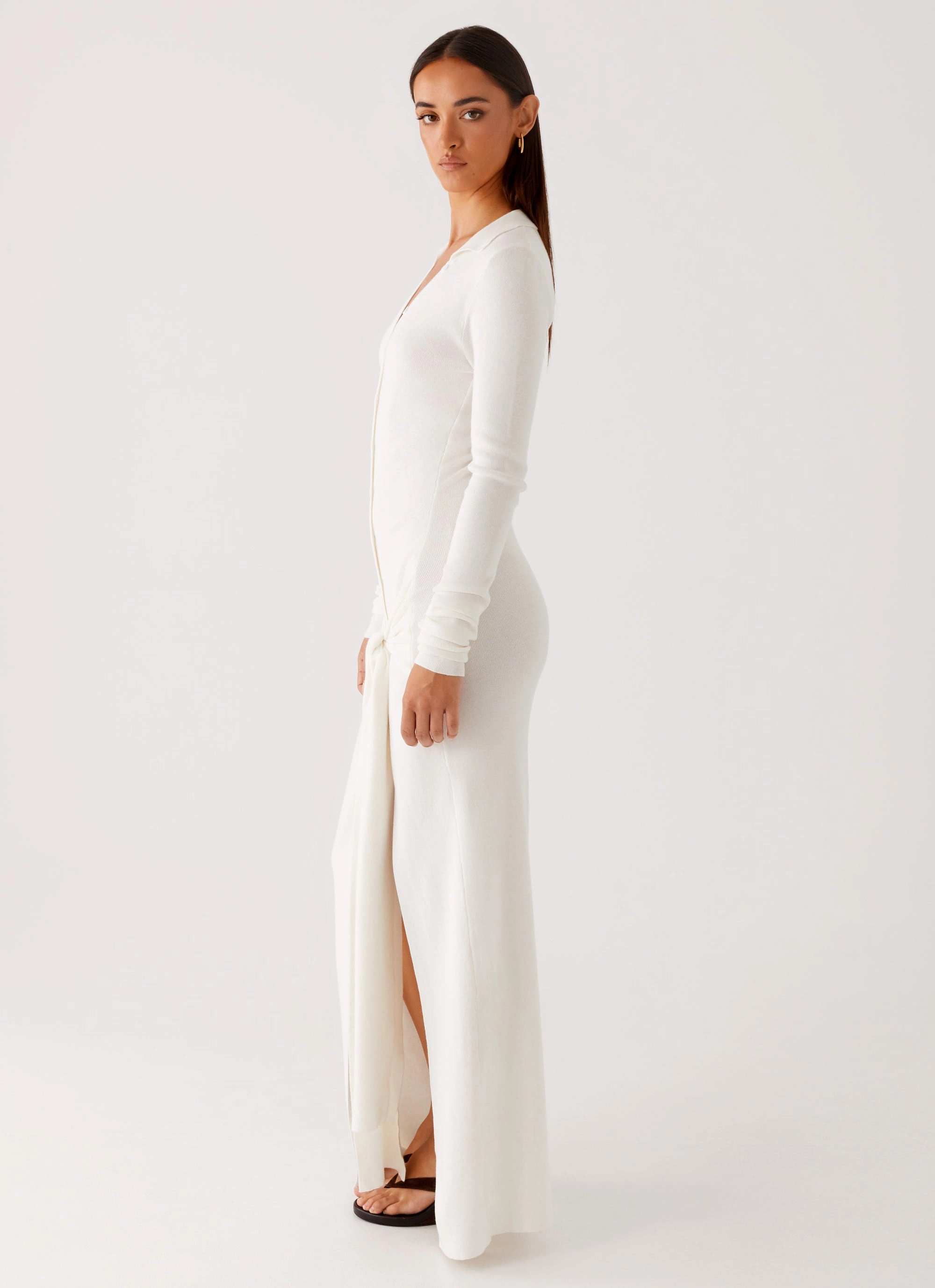 Sabetha Knit Maxi Dress - White Cool Palette Comfy Wear